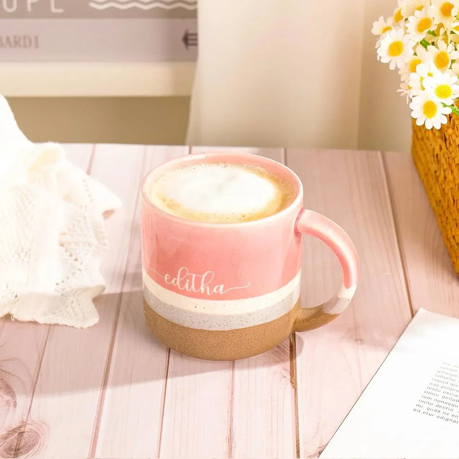 Personalized Ceramic Coffee Mugs, Customized Tea Mug with Name & Logo for Family, Men Women, Engraved 14 Oz Tea Cup for Travel, Microwave Dishwasher, Unique Design Bithday Christmas Gifts for Mom, Dad - Handmade Lifestyle Shop