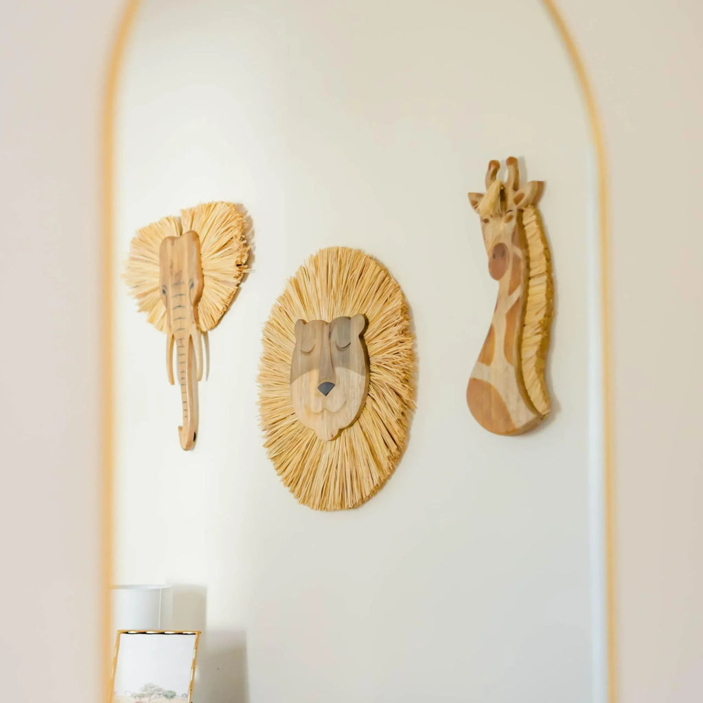 Crane Baby Wooden Safari Wall Decor, Wood Animal Nursery Wall Art, Boho Gender-Neutral Safari Room Decor Elephant 21L X 21W Brown - Handmade Lifestyle Shop