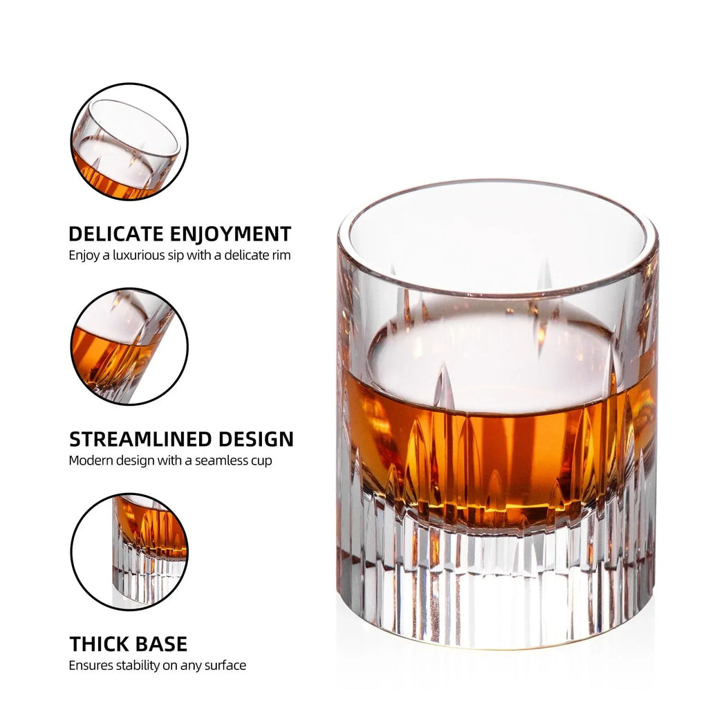 KAMMAK Crystal Whiskey Glasses Set of 2, Handcrafted 7.1oz Old Fashioned Glasses Stemless, Luxury Cocktail Glasses, Hand Blown Scotch Cup for Women, Men Gift for Rocks, Bourbon Barware, Bar - Handmade Lifestyle Shop
