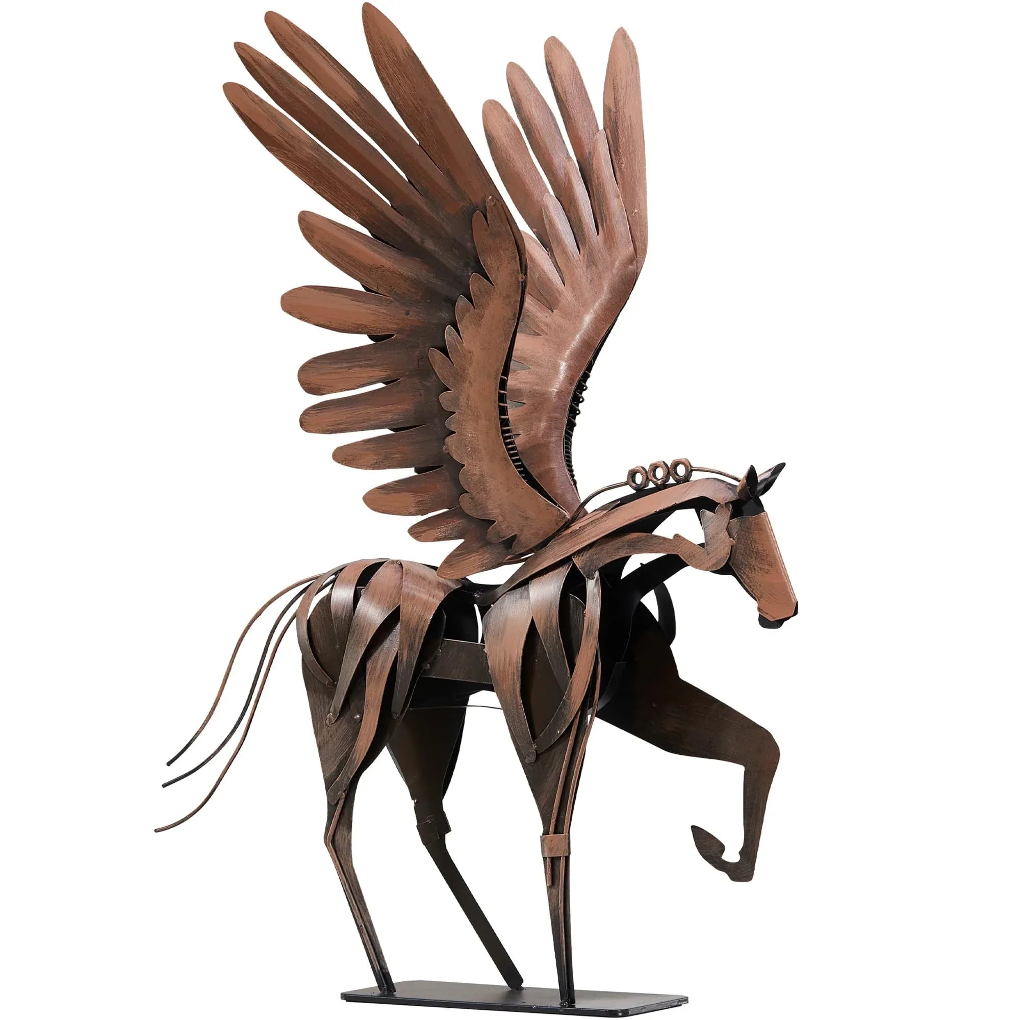 Horse Statue Décor Artwork, 24" H Handmade Metal Pegasus Greek Flying Horse Sculpture, Hand-Painted Animal Figurines for Home Living Room Office (Brown with Wings) - Handmade Lifestyle Shop