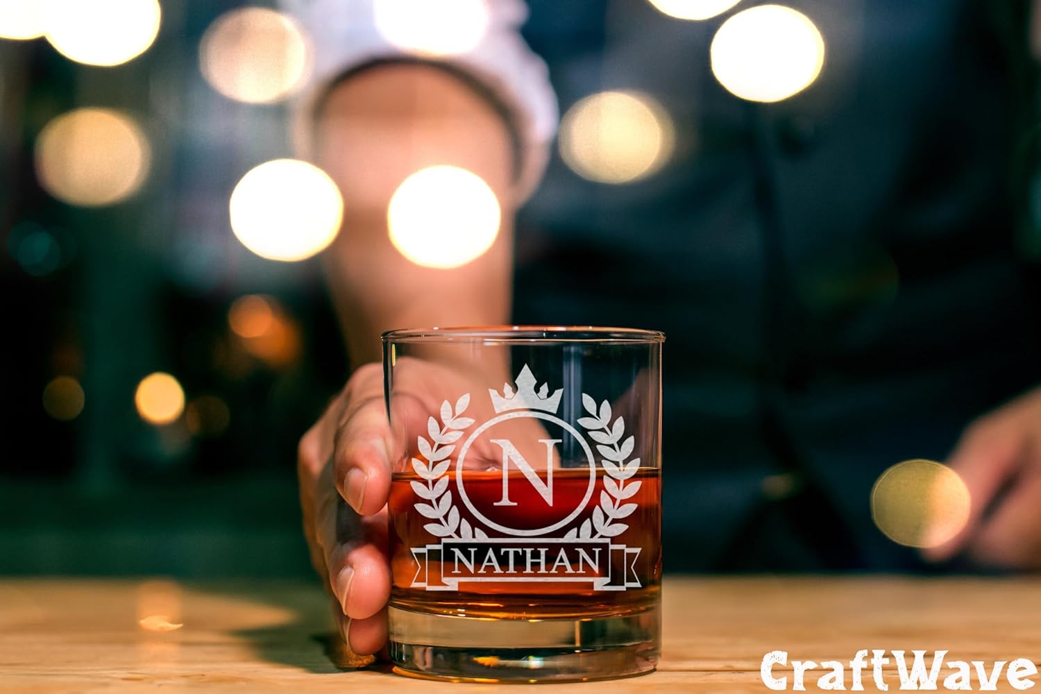 Personalized Whiskey Glass for Men, Custom Engraved Name & Initial Rocks Glasses, 11oz, Barware for Men, Father’s Day Gifts