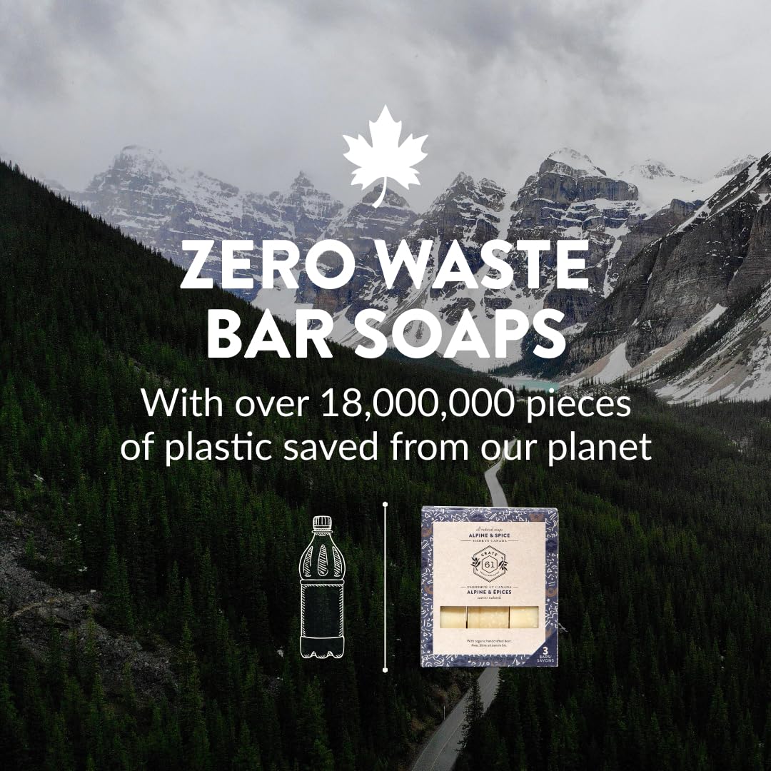 Crate 61 Organics, Handmade in Canada, Plant Based Natural Bar Soap Cold Pressed For Face & Body, w/Premium Essential Oils, For Men & Women 3 Pack (Ginger Cardamom)