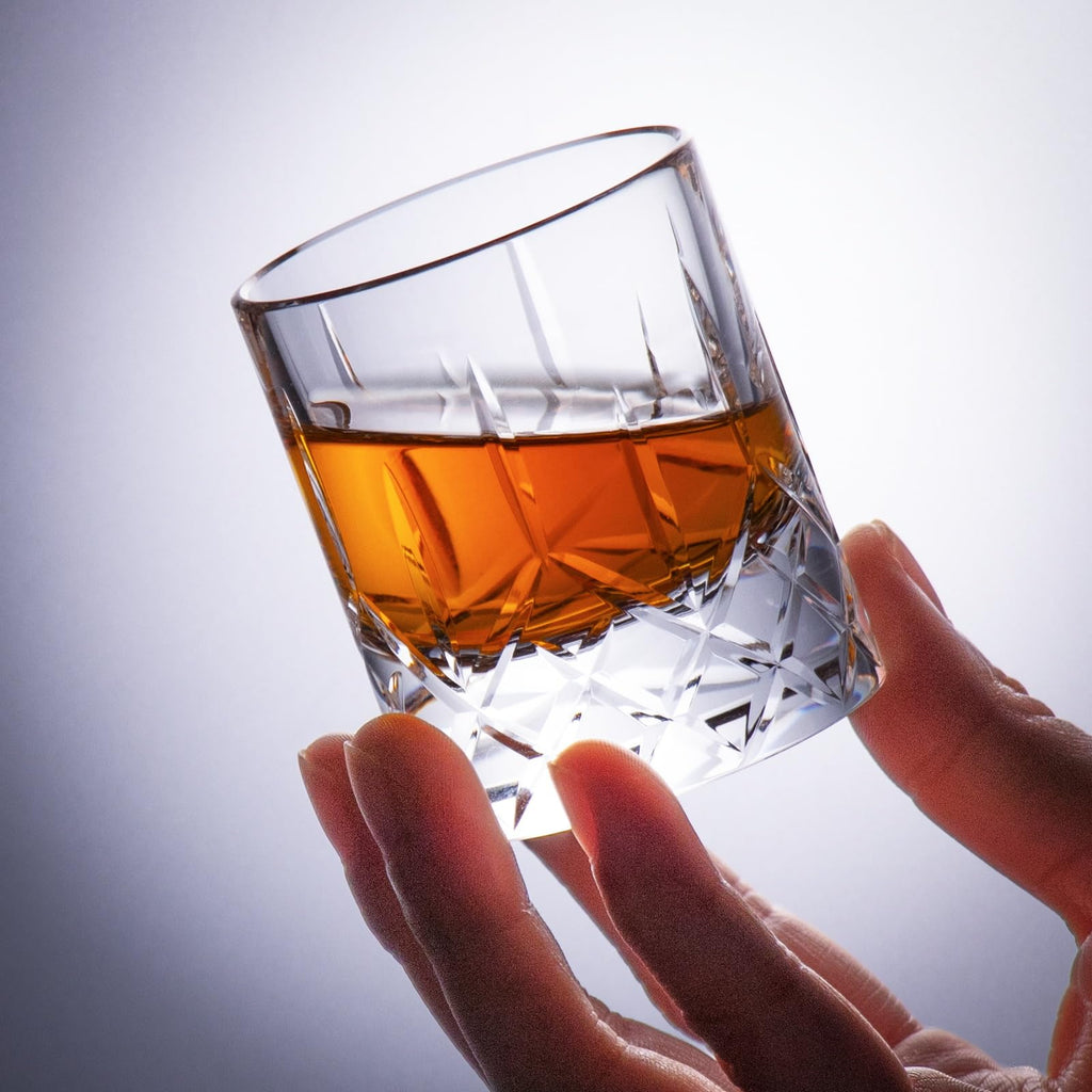KAMMAK Crystal Whiskey Glasses Set of 2, Handcrafted 7.1oz Old Fashioned Glasses Stemless, Luxury Cocktail Glasses, Hand Blown Scotch Cup for Women, Men Gift for Rocks, Bourbon Barware, Bar