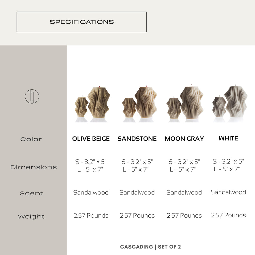 LAWA Cascading Wave Candle - Large Beautiful Handmade Pillar Scented Soy Wax Elegant Bubble Aesthetic Candle Housewarming Gift Home Room Shelf Decor Idea Olive Beige (Large)