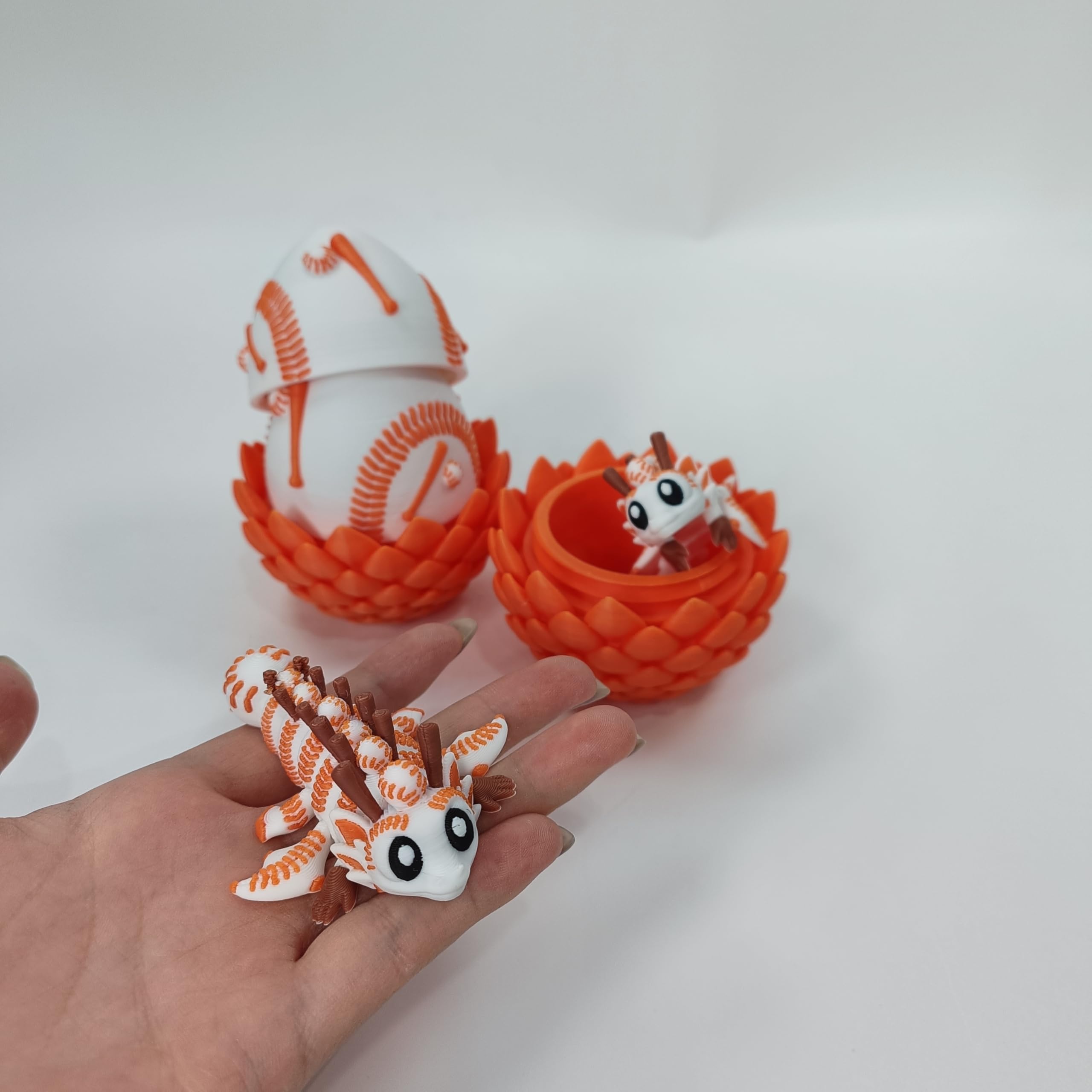 Enchanted 3D Egg with Miniature Inside - Handcrafted Printed Collectible | Fantasy Decor & Gift (Ice Cream Dragon & Egg (Box))