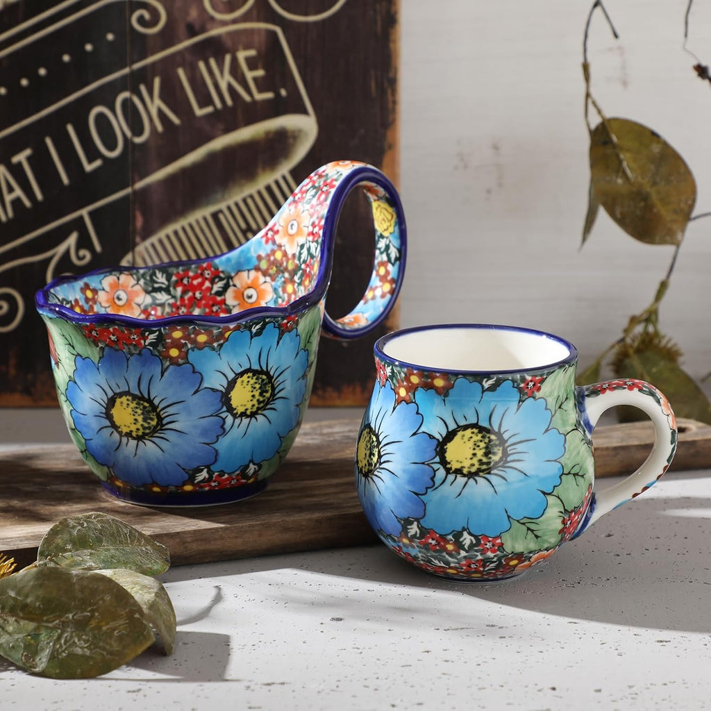ALMA 12oz Handpainted Microwave Safe Coffee Mug, Unique Ceramic Tea Mug For Girl Friend,Mother, Woman(Assorted Flowers,Medium)