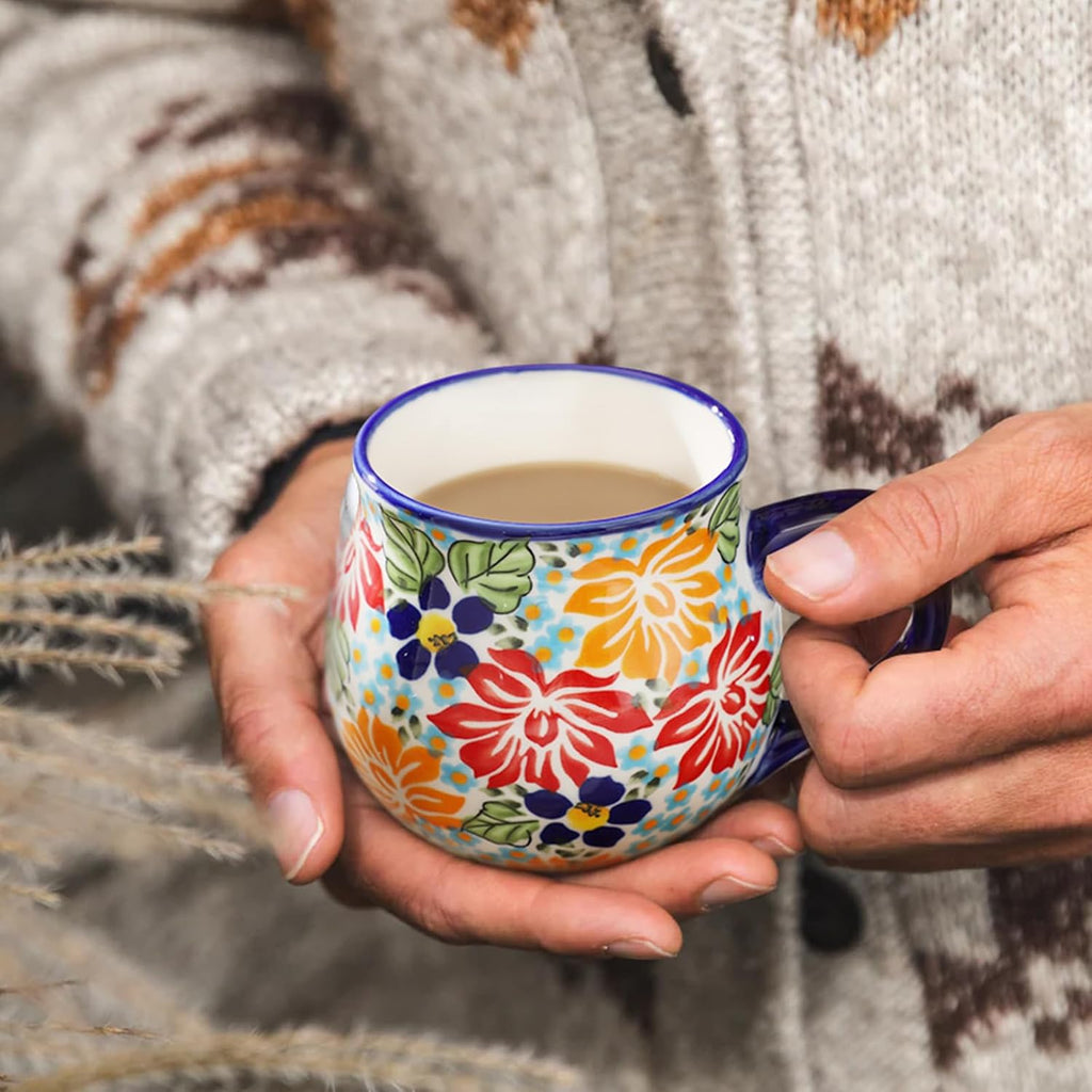 ALMA 12oz Handpainted Microwave Safe Coffee Mug, Unique Ceramic Tea Mug For Girl Friend,Mother, Woman(Assorted Flowers,Medium)