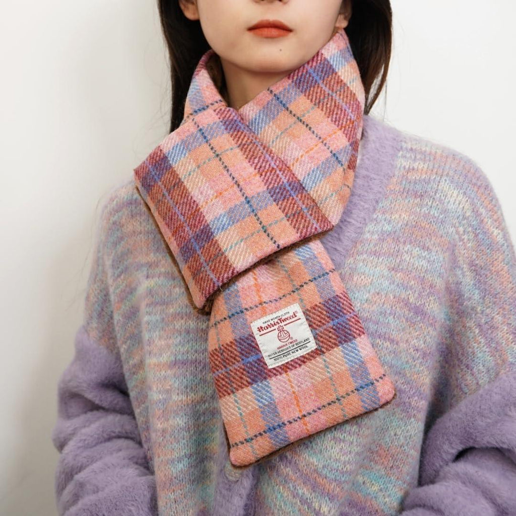 Harris Tweed Tartan Wool Neck Warmer for Women and Men, Handmade Soft Scarf with Plush Lining, Warm Winter Gift - Handmade Lifestyle Shop
