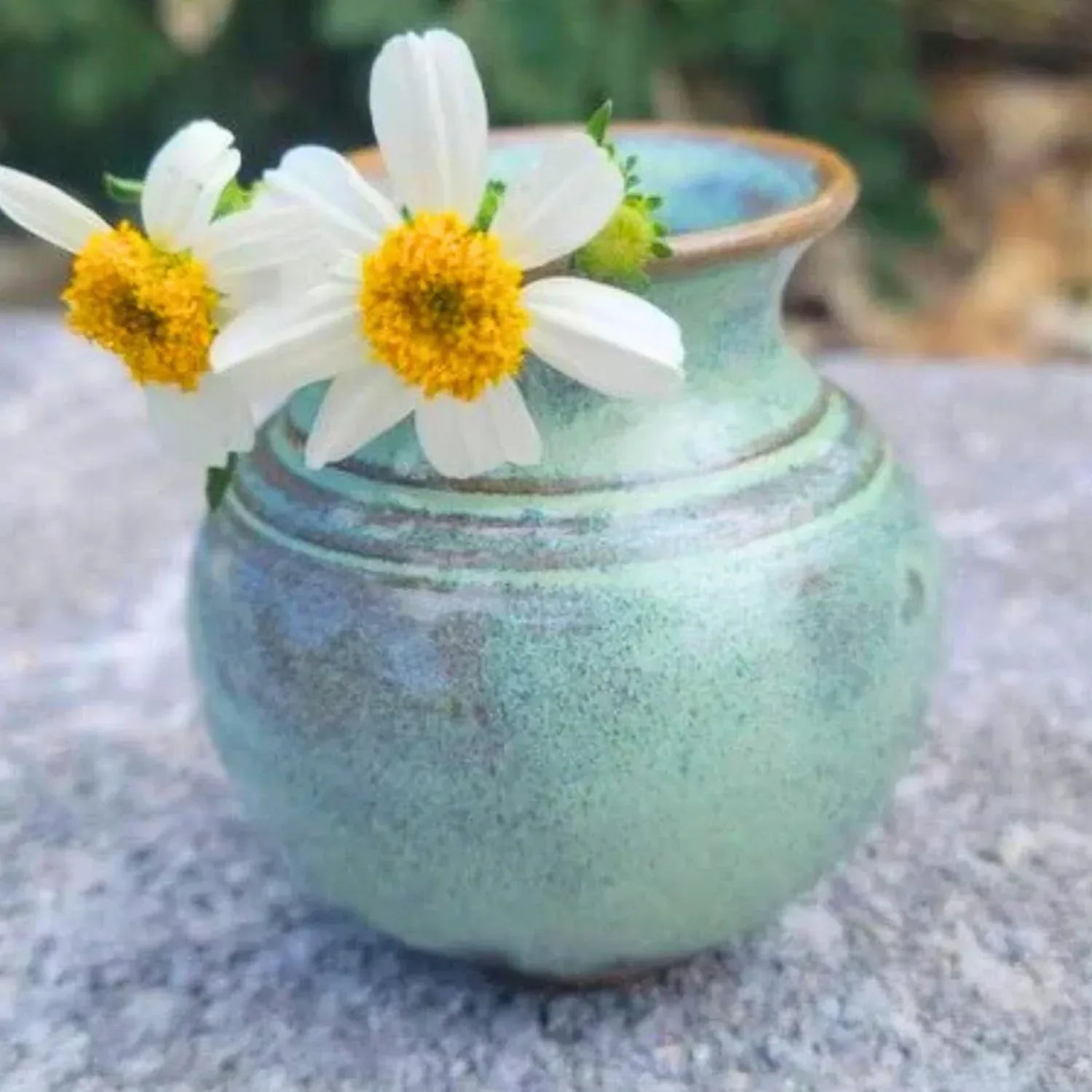 Handmade Dandelion Flower Pot for New Mommy to Be - Miniature Pottery Vase for Baby Shower Favor Presents Green (Miniature Vase w/Gift Bag) - Handmade Lifestyle Shop