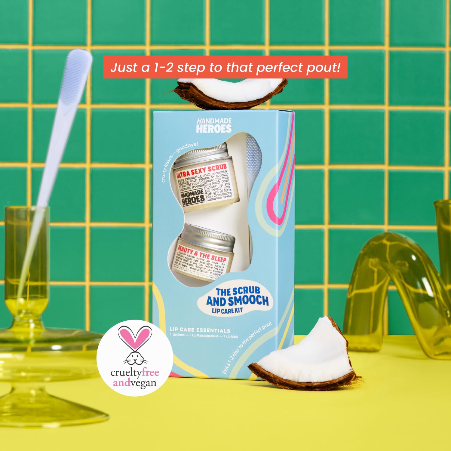 Handmade Heroes Peppermint Lip Scrub - 100% Natural Vegan Conditioning Lip Exfoliator & Sugar Polish for Dry Chapped Lips - Lip Plumper & Hydrating Lip Therapy for Smooth Supple Lips 1 oz