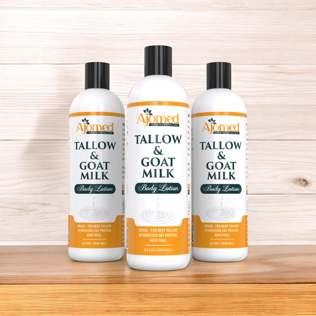 Tallow & Goat Milk Body Lotion for Sensitive Skin, Organic moisturizing Lotion - Soothes Dry skin, Goat Milk face and body Moisturizer - Handmade Tallow for skin cream (8 OZ, Oatmeal & Honey)