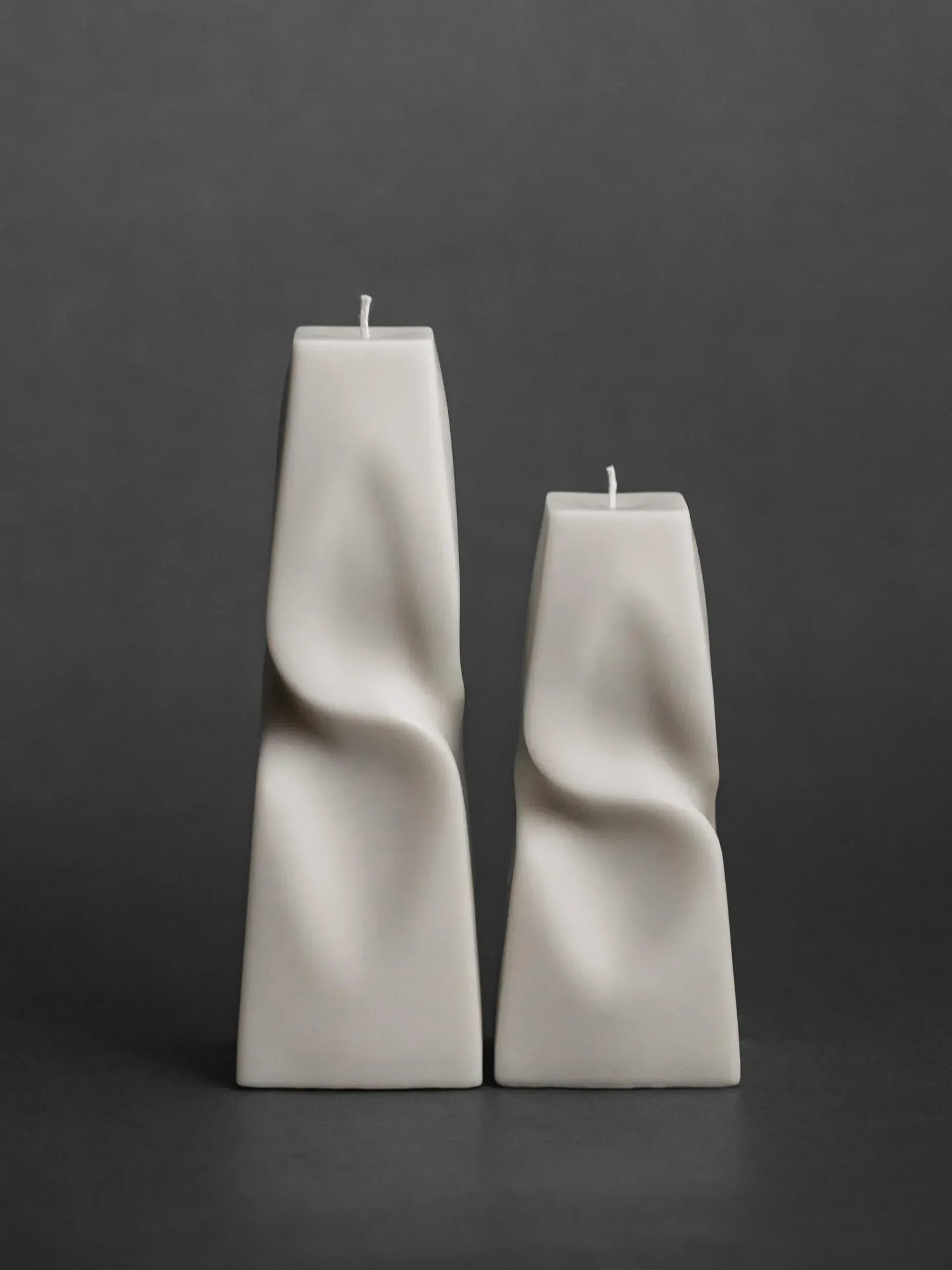 LAWA Twisted Pyramid Candle - Beautiful Handmade Pillar Soy Wax Elegant Aesthetic Candle Housewarming Gift Home Room Shelf Decor Idea (Set of 2) (White) - Handmade Lifestyle Shop