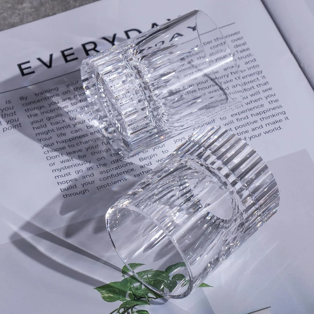 KAMMAK Crystal Whiskey Glasses Set of 2, Handcrafted 7.1oz Old Fashioned Glasses Stemless, Luxury Cocktail Glasses, Hand Blown Scotch Cup for Women, Men Gift for Rocks, Bourbon Barware, Bar - Handmade Lifestyle Shop