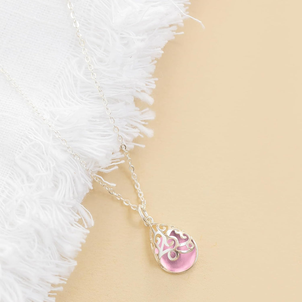 Bottled Up Designs Handmade Filigree Teardrop Necklace, Recycled Antique Glass, Sterling Silver, Eco Friendly, Made in USA, Birthday Gifts, Mothers Day, Women, Anniversary