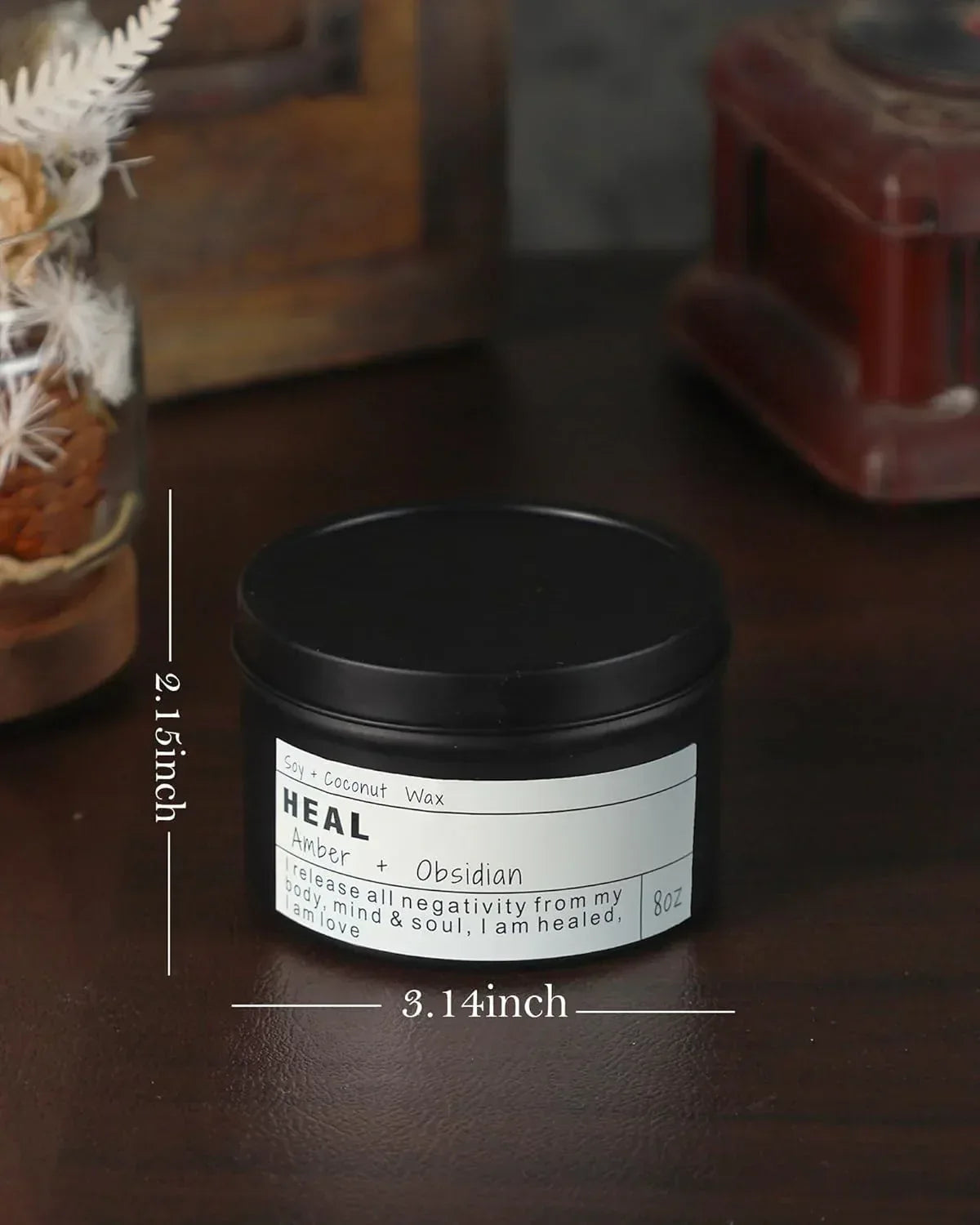 Obsidian Crystal Energy Candle, Good Aura Health Protection, Baltic Amber Chakra Magic Self-Care, Emotional Support, Encouragement and Affirmation Gift.(HEAL) - Handmade Lifestyle Shop