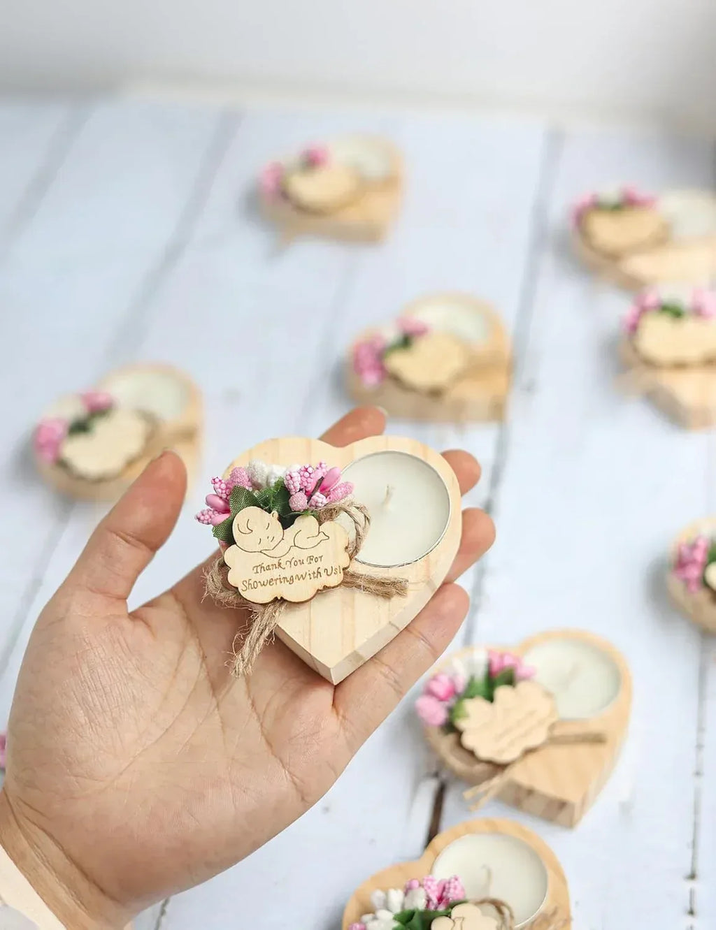 50 Piece Wooden Candle Holders, Baby Shower Party Favors for Boy,Baptism Candle Favors,Baby Christening Favors for Guests. (blue) - Handmade Lifestyle Shop