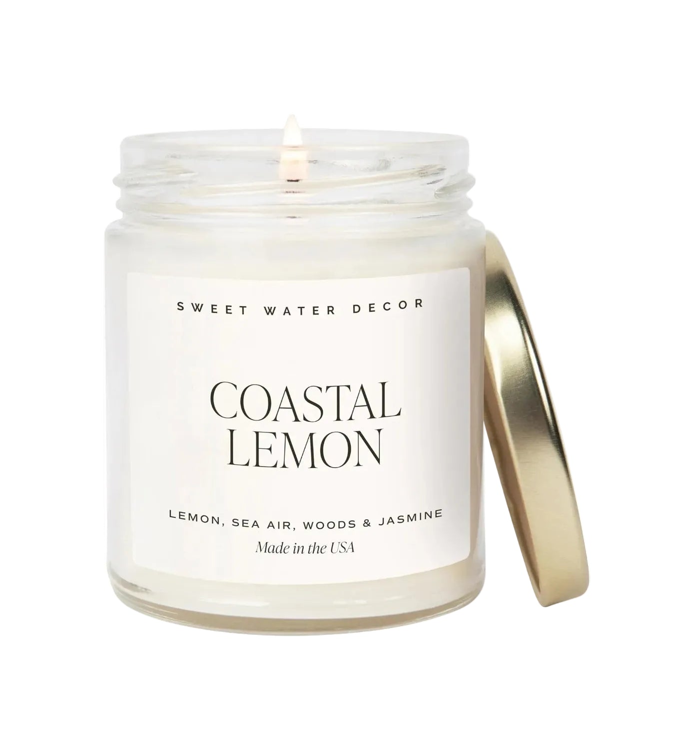 Sweet Water Decor Salt and Sea Candle - Sea Salt, Citrus, Amber, Musk, Beach Scented Soy Candles for Home - Coastal Decor for Beach Lovers - 9oz Clear Jar, 40 Hour Burn Time, Made in The USA - Handmade Lifestyle Shop