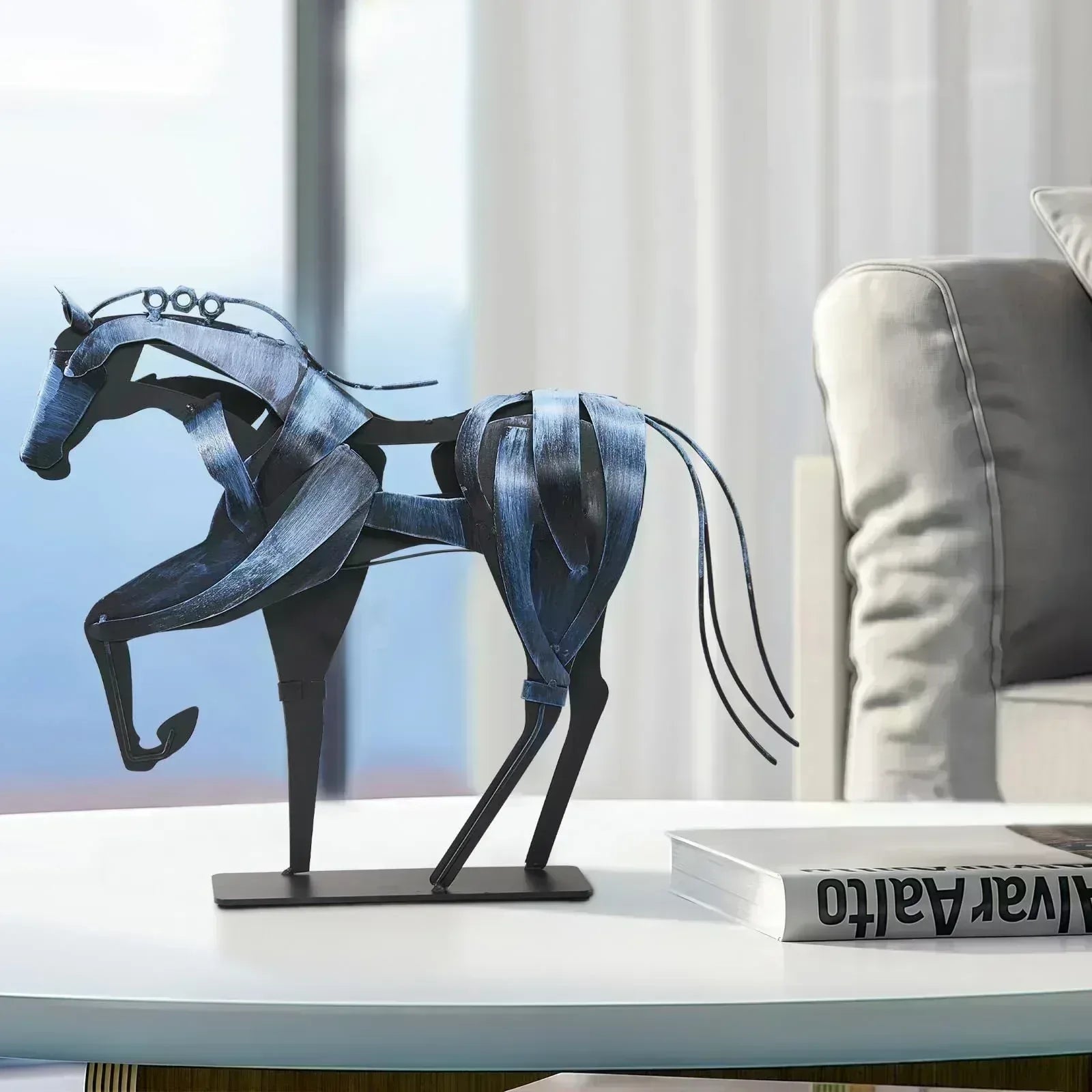 Handmade Metal Horse Statue Decor - Handcrafted & Hand-Painted Sculpture, Unique Rustic Figurine for Home, Office, Desk Decoration (White) - Handmade Lifestyle Shop