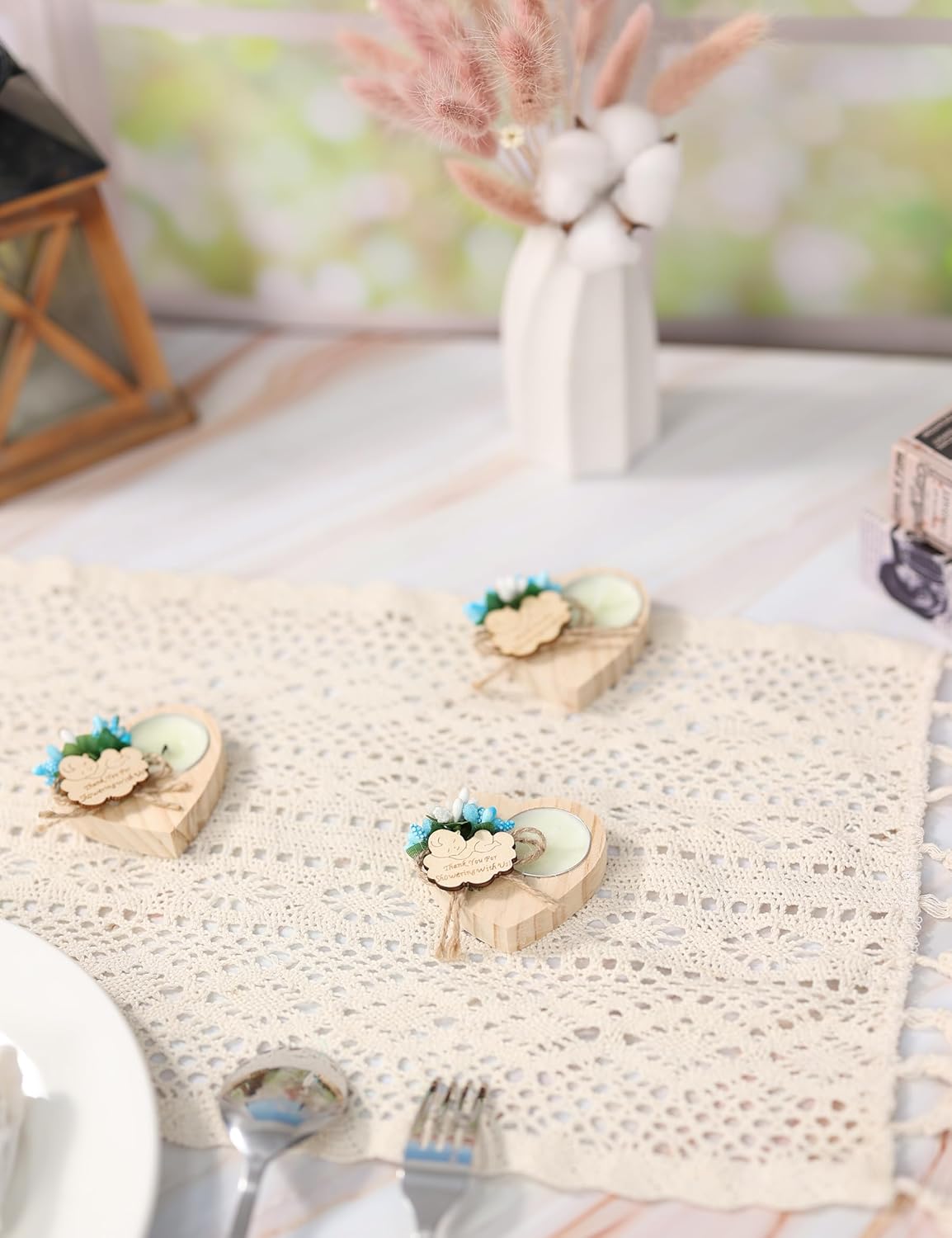 50 Piece Wooden Candle Holders, Baby Shower Party Favors for Boy,Baptism Candle Favors,Baby Christening Favors for Guests. (blue)