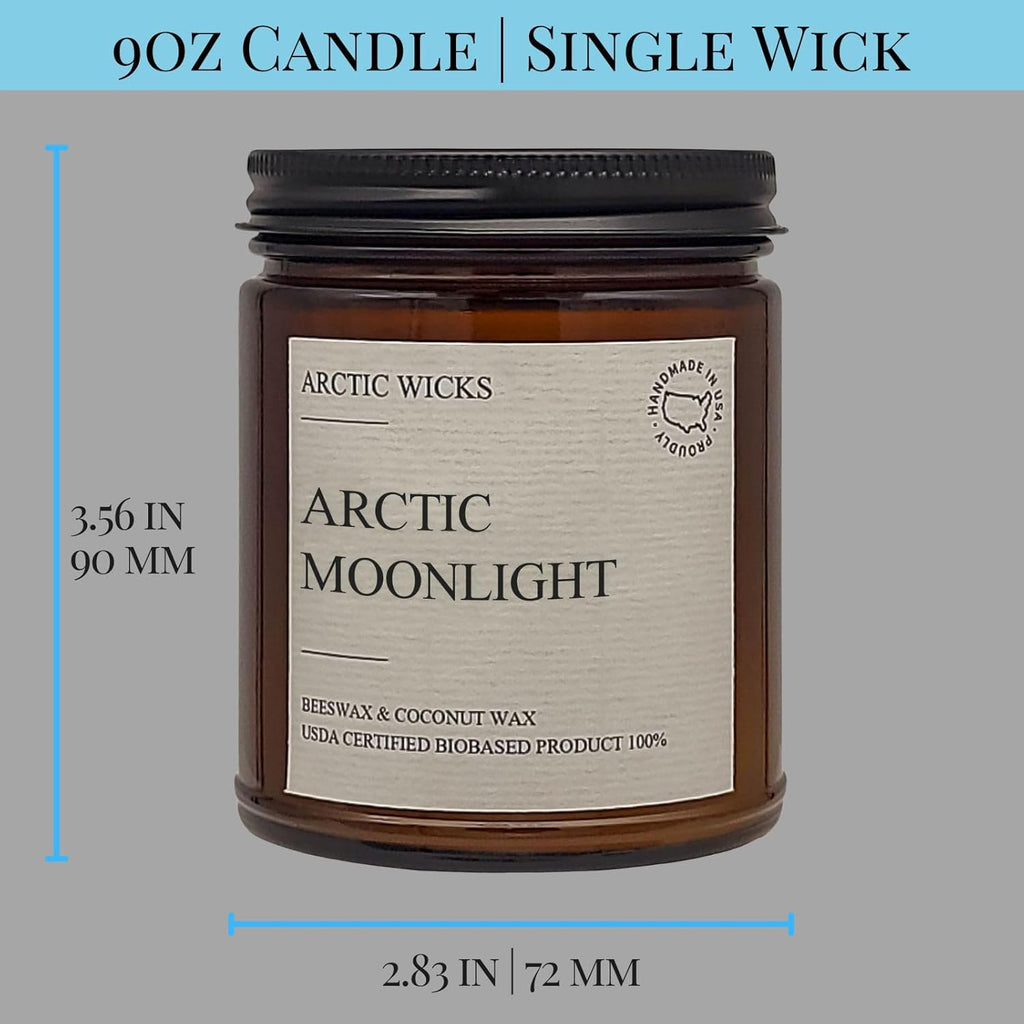 Vanilla Bourbon Candle | Arctic Wicks 9oz Coconut & Beeswax Candles | Scented Non-Toxic Candles for Fall, Winter, Holidays, Gifts For Him, Whiskey Bourbon, Vanilla Candle | USDA Certified Biobased
