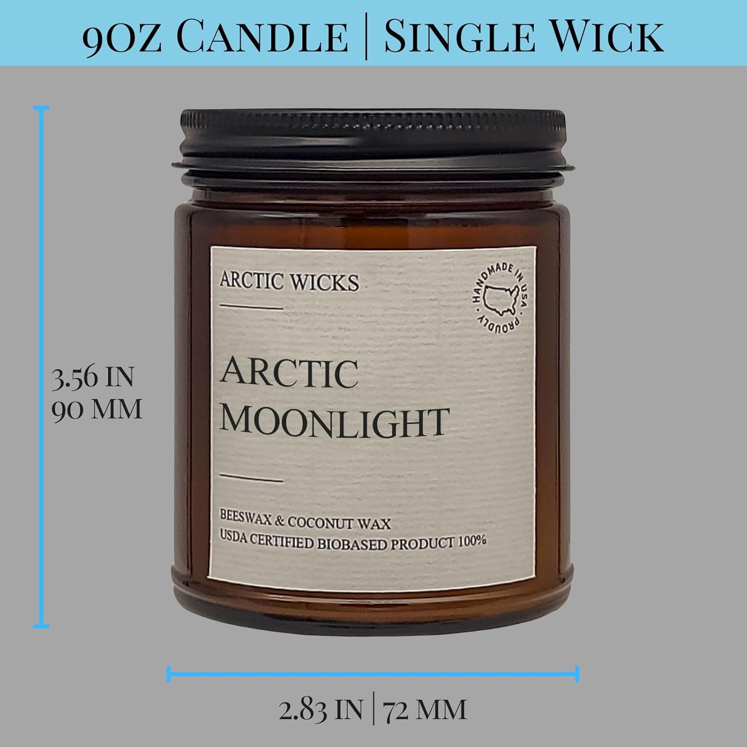 Vanilla Bourbon Candle | Arctic Wicks 9oz Coconut & Beeswax Candles | Scented Non-Toxic Candles for Fall, Winter, Holidays, Gifts For Him, Whiskey Bourbon, Vanilla Candle | USDA Certified Biobased