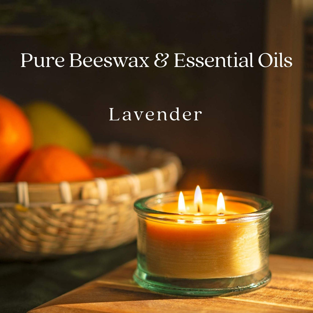 Bluecorn Beeswax 3-Wick Candle, 100% Pure Bees Wax, Yellow, Fragrance Free, Paraffin & Soy Free Candle Wax, Clean Burning, Long Lasting, Home Decor, Gifts for Women & Men, American Made, 10 Oz, 1 Ct