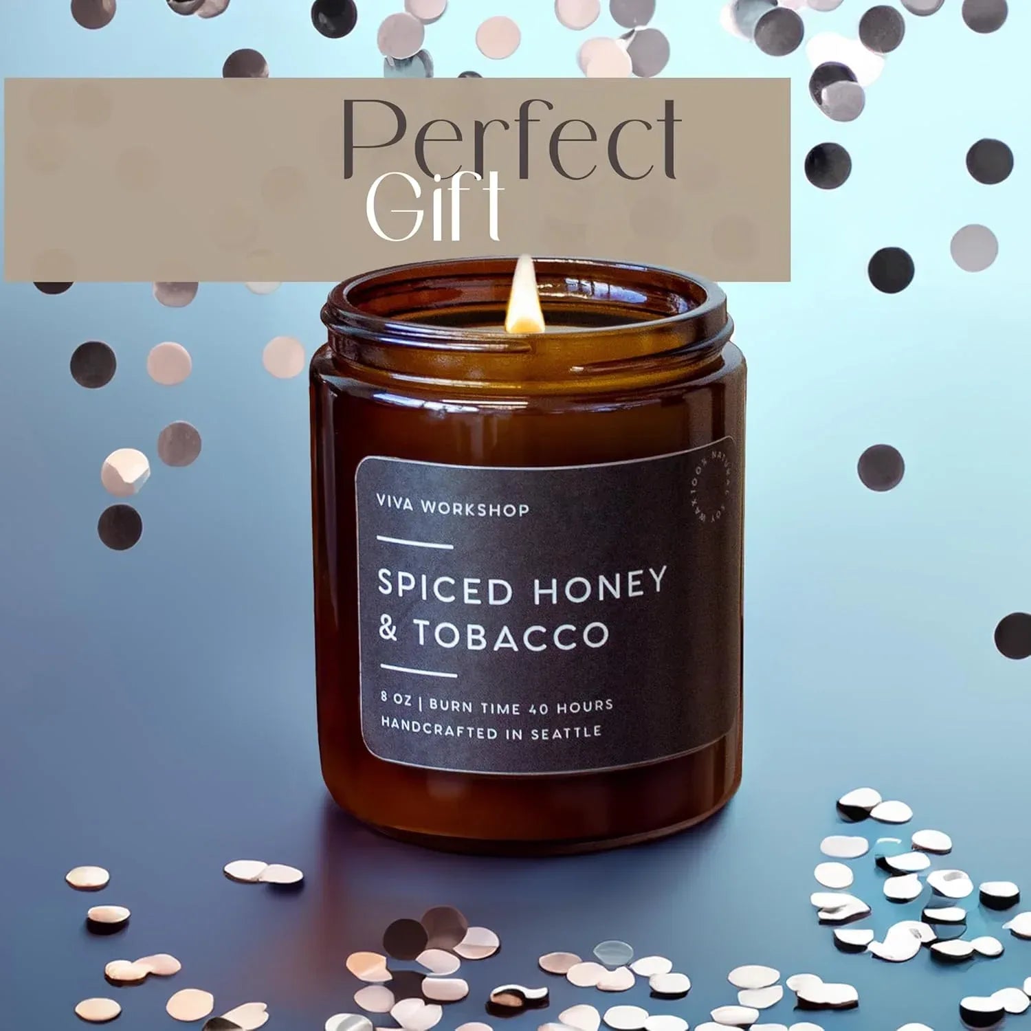 Spiced Honey & Tobacco Scented Candle for Home – Handcrafted in USA – Aroma Candle for Relaxing, Best Birthday Gift, Boyfriend, Dad & Friend Gift – Natural Soy Wax Scented Candles for Women & Men - Handmade Lifestyle Shop