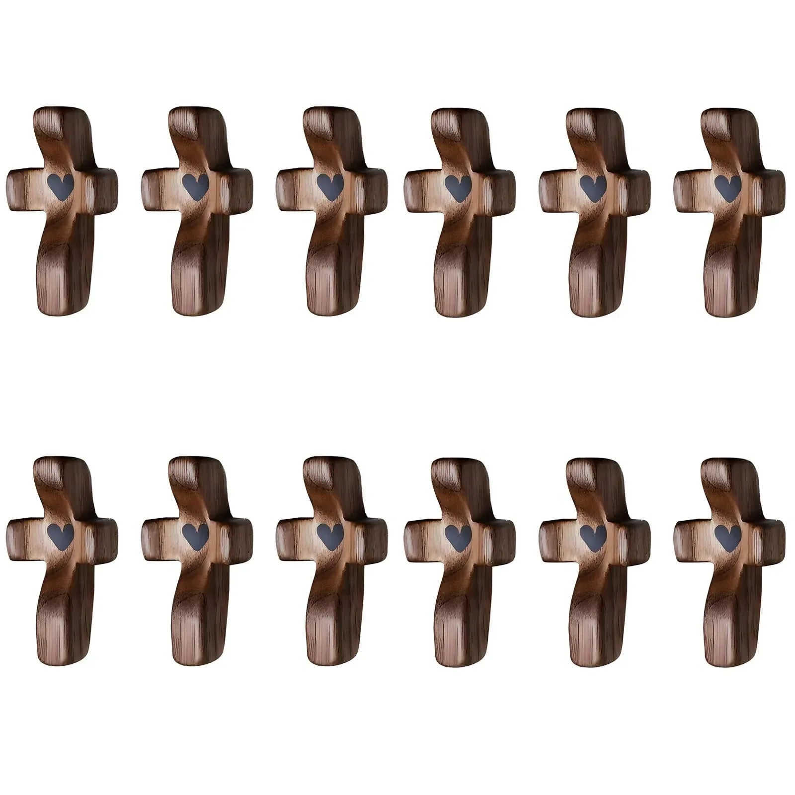 3-Pack Wooden Cross Fidget, Handmade Pocket Wood Crosses, Cross My Heart | Encouragement Gift, Relieve Anxiety for Yourself, Inspirational Easter Gift for Christian Faith, Prayer, Valentines Day Gifts - Handmade Lifestyle Shop