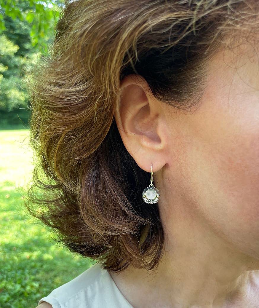 Bottled Up Designs Handmade Vintage Lace Leverback Earrings, Sterling Silver, Eco Friendly, Made in USA, Birthday Gifts, Mothers Day, Women, Anniversary