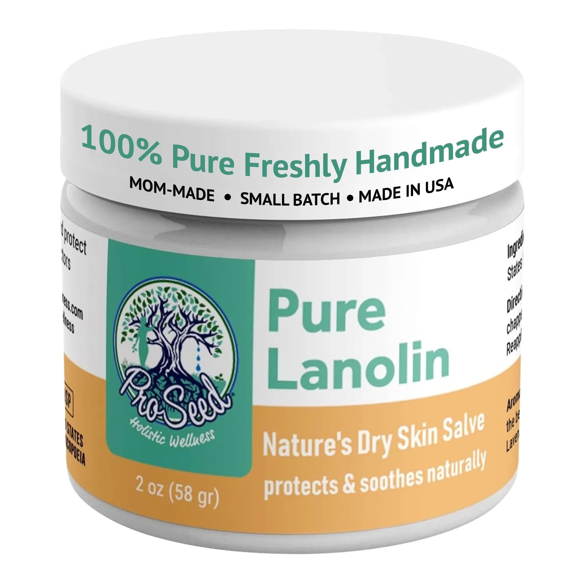 100% Pure Lanolin, Handmade in USA, Unrefined Balm, Dry & Itchy Skin, Cracked Lips, Breastfeeding, Nipple Cream, Baby Care, Moisture-Rich, Nursing Essentials & Petroleum-Free, for Hands, Face & Body - Handmade Lifestyle Shop