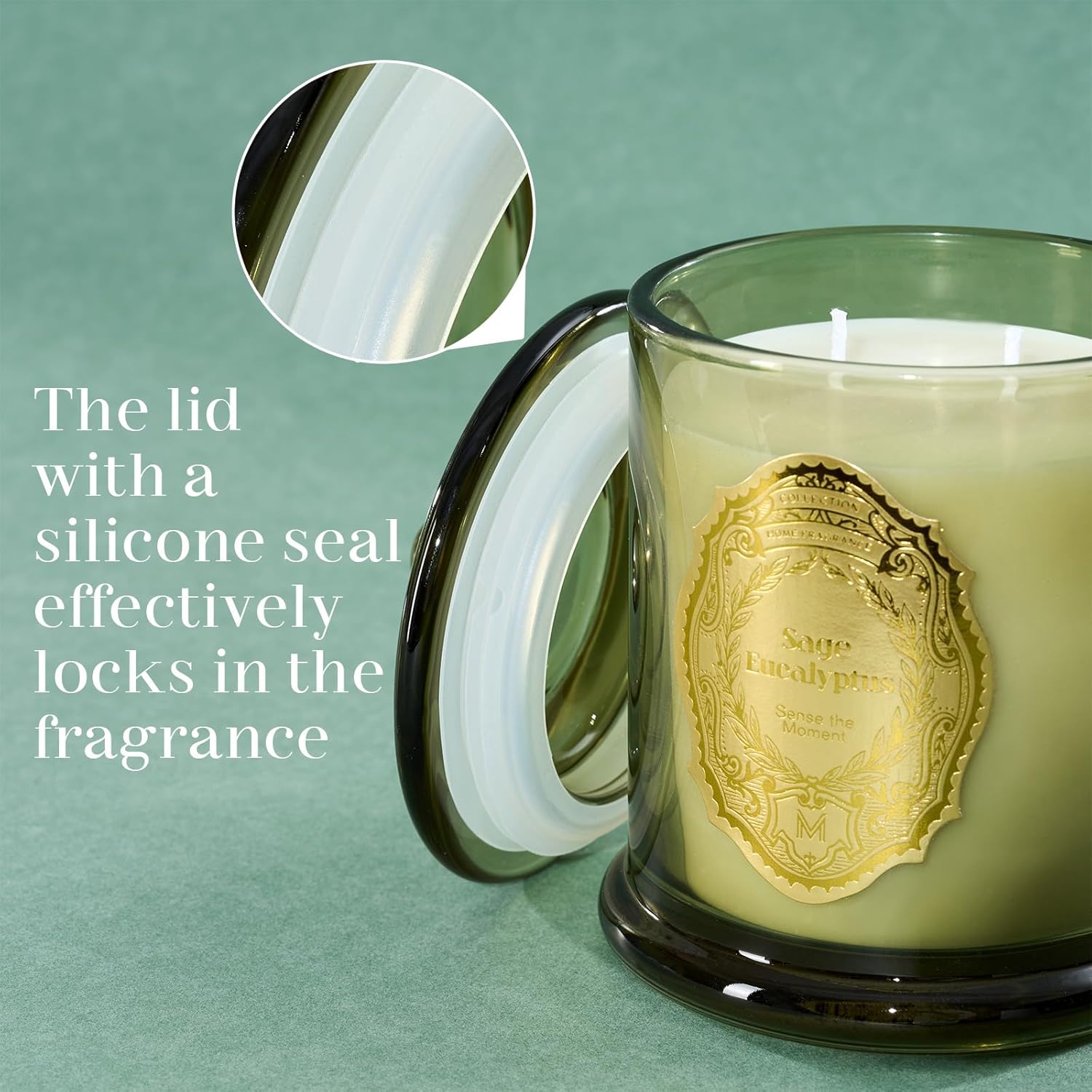 M&SENSE Sage Eucalyptus Candles for Home Scented, 2 Wick 12.7oz Soy Wax Candles Non Toxic,70 Hours Long Burning,Christmas Candles Gift for Stress Relief, Meditation, Yoga