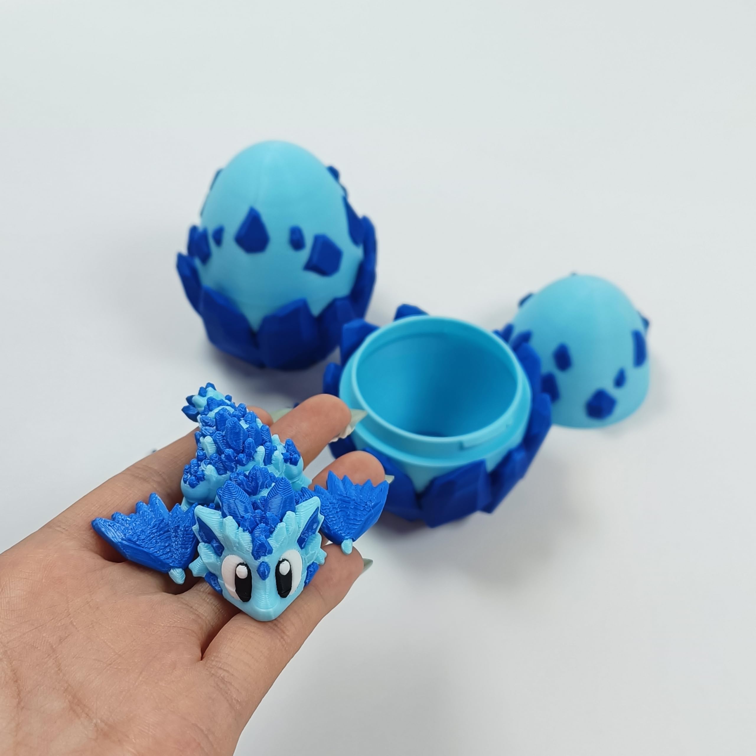 Enchanted 3D Egg with Miniature Inside - Handcrafted Printed Collectible | Fantasy Decor & Gift (Ice Cream Dragon & Egg (Box))