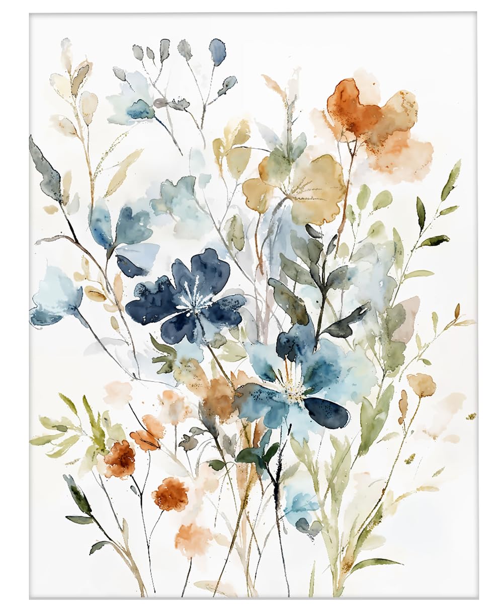 Summer Flowers Floral Artwork Watercolor Painting 11x14 Unframed Poster,Wildflower Wall Art,Abstract Botanical Flower Prints, Muted Floral Painting, Watercolor Prints for Living Room Decor, Art Lovers