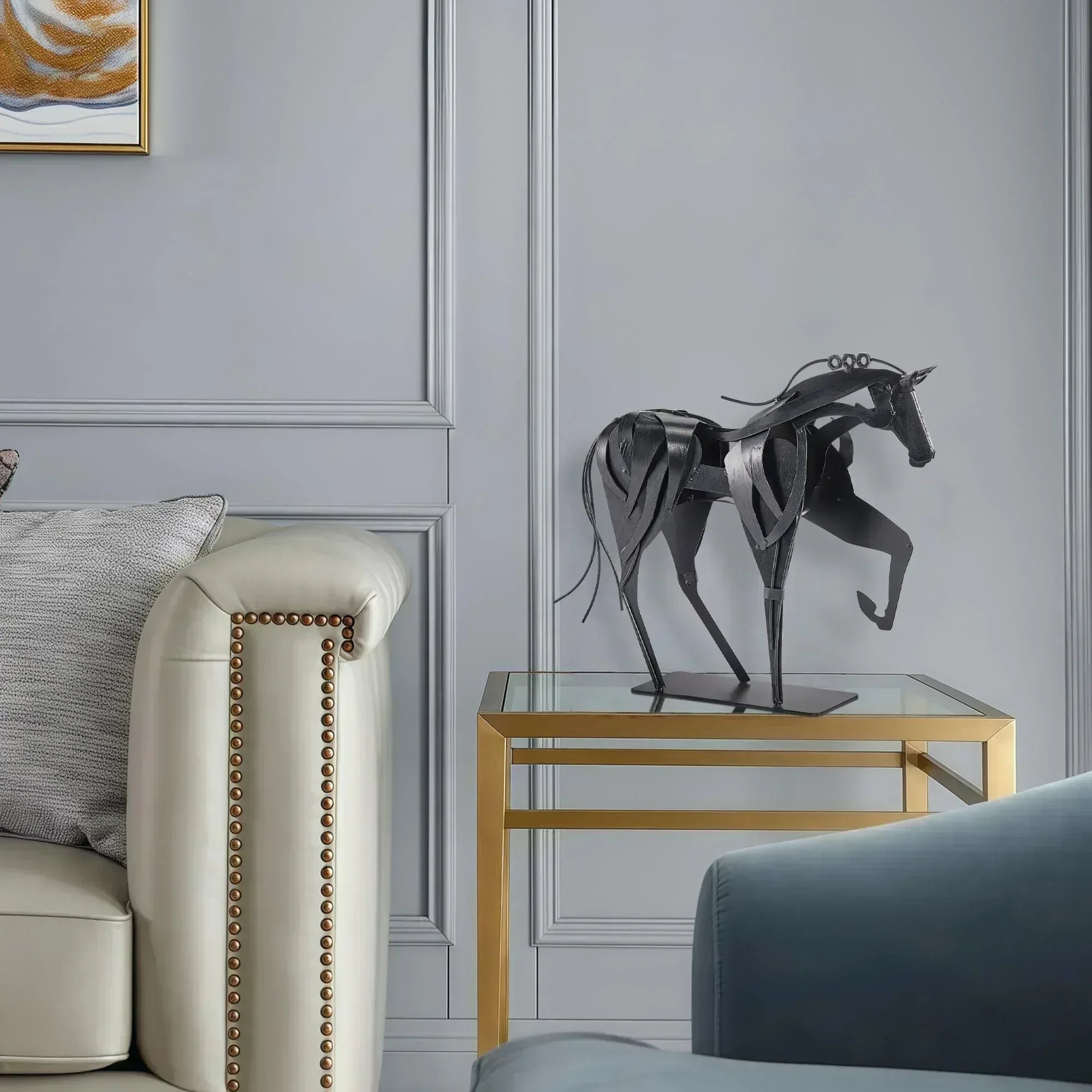 Handmade Metal Horse Statue Decor - Handcrafted & Hand-Painted Sculpture, Unique Rustic Figurine for Home, Office, Desk Decoration (White) - Handmade Lifestyle Shop