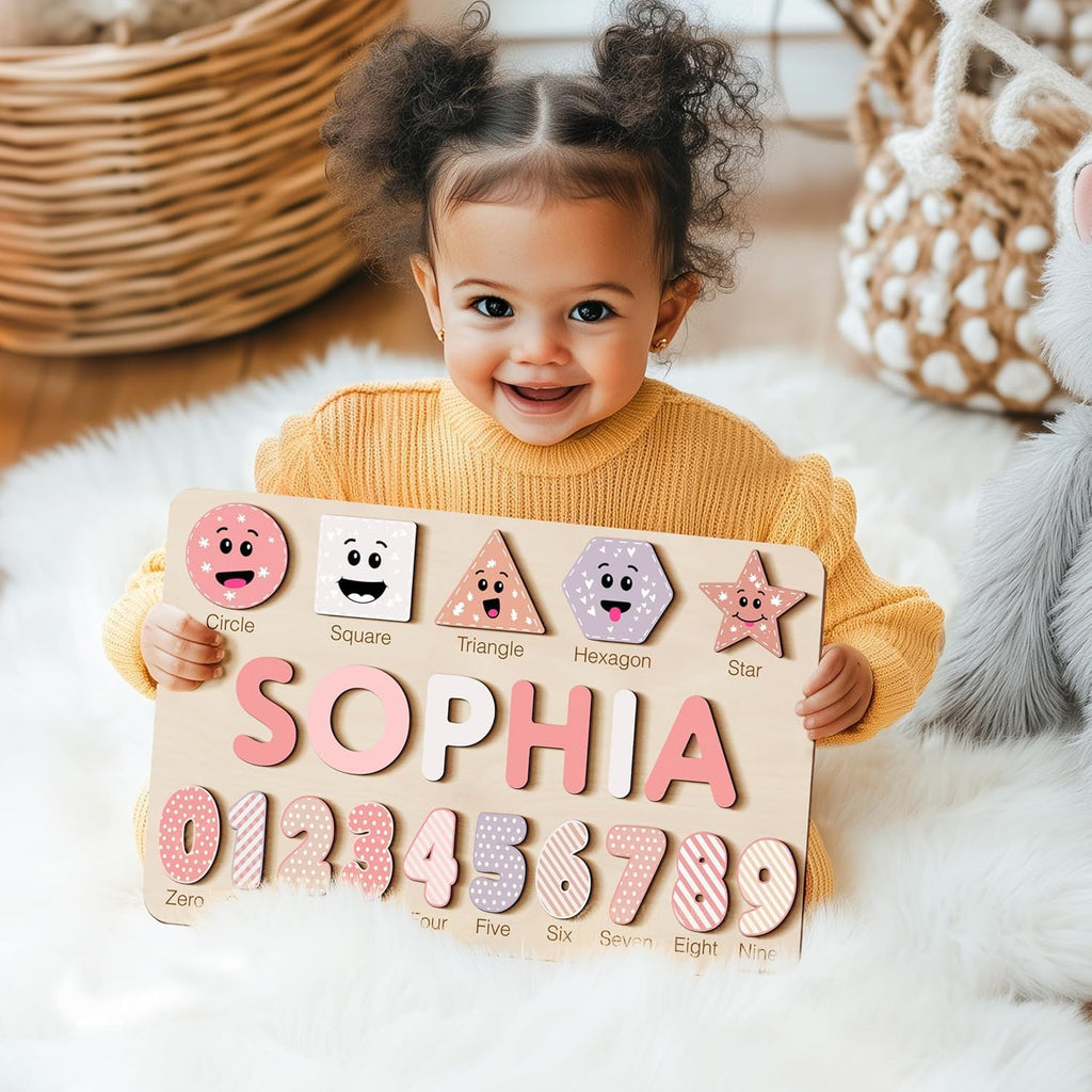 Puzzles for Toddlers Boy and Girl, Personalized Name Puzzle, Toy, Gifts for 0 1 2 3 Years Old, Babies Gifts, Baby Shower, Christmas, New Baby, 0 3 6 9 12 24 Months-TSCA,CPC Certified