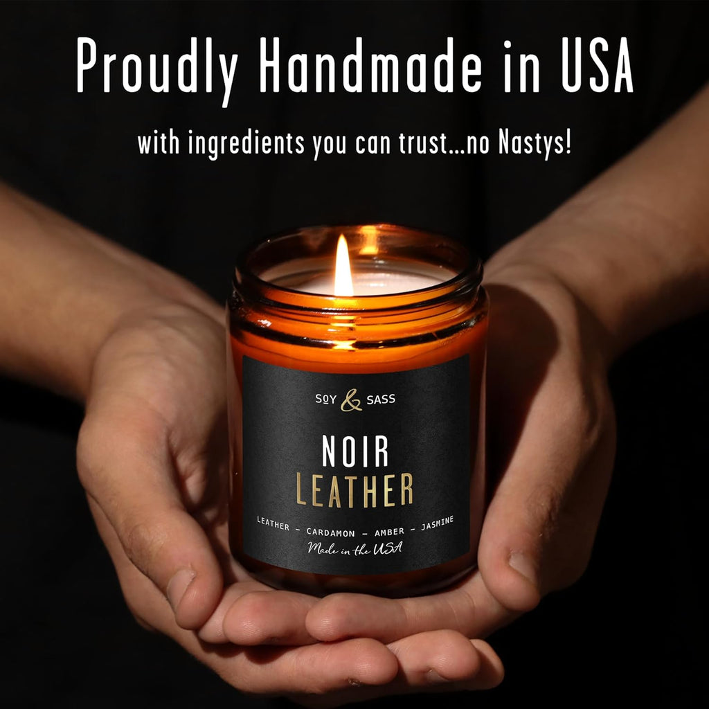 Smoked Vanilla Whiskey Candle - Scented Black Candles for Men or Women - Bourbon, Tobacco & Caramel Soy Wax Mens Candle - Infused w/Essential Oils | Long 50Hr Burn,9oz I Non Toxic I Made in USA