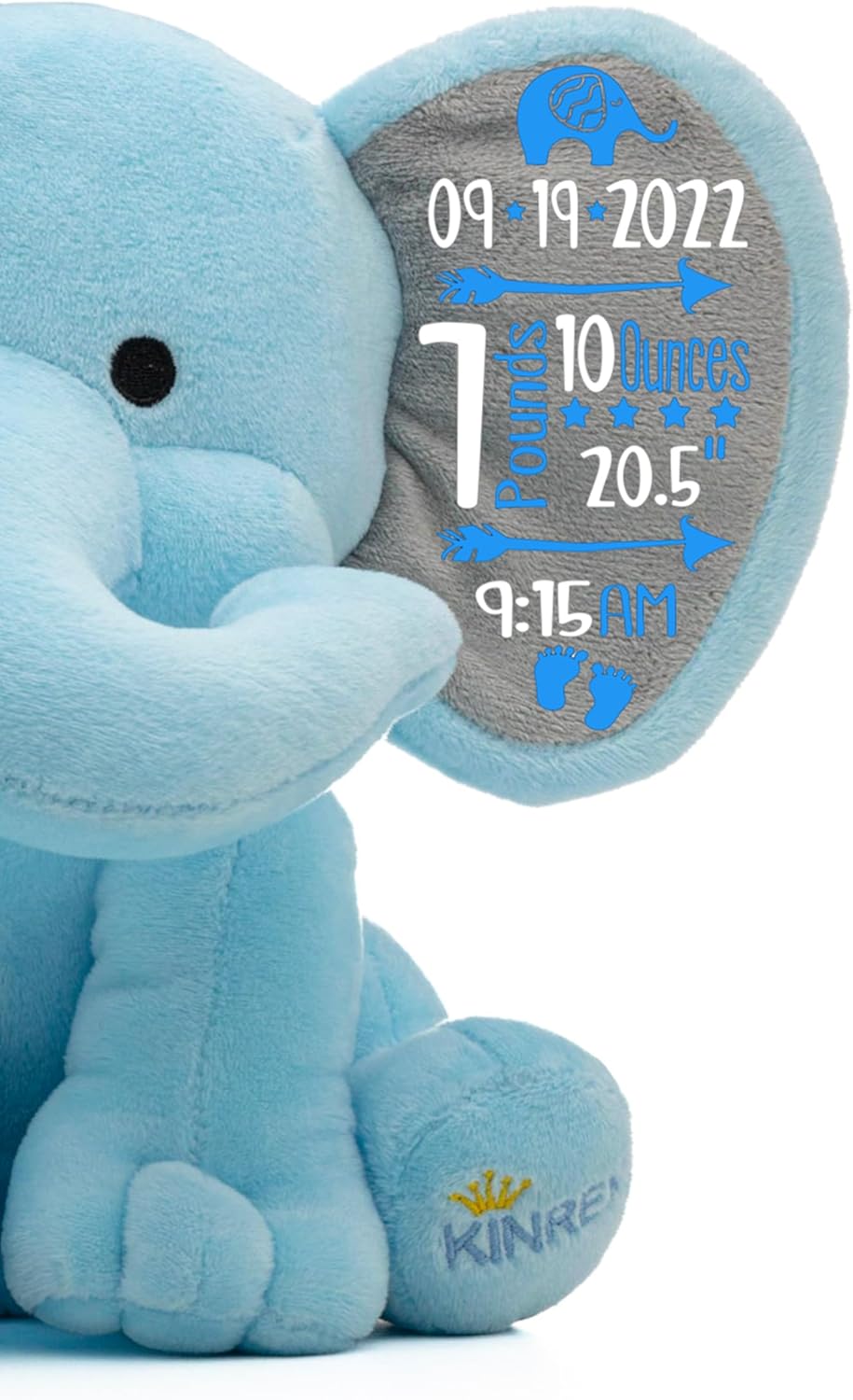 Personalized Elephant Stuffed Animal - Custom Birth Stats Announcement Stuff Elephants Animals for Babies, Baby Shower, Boy, Girl, Newborn, Customized Keepsake Plush Bear Gifts, Pink 9 Inches