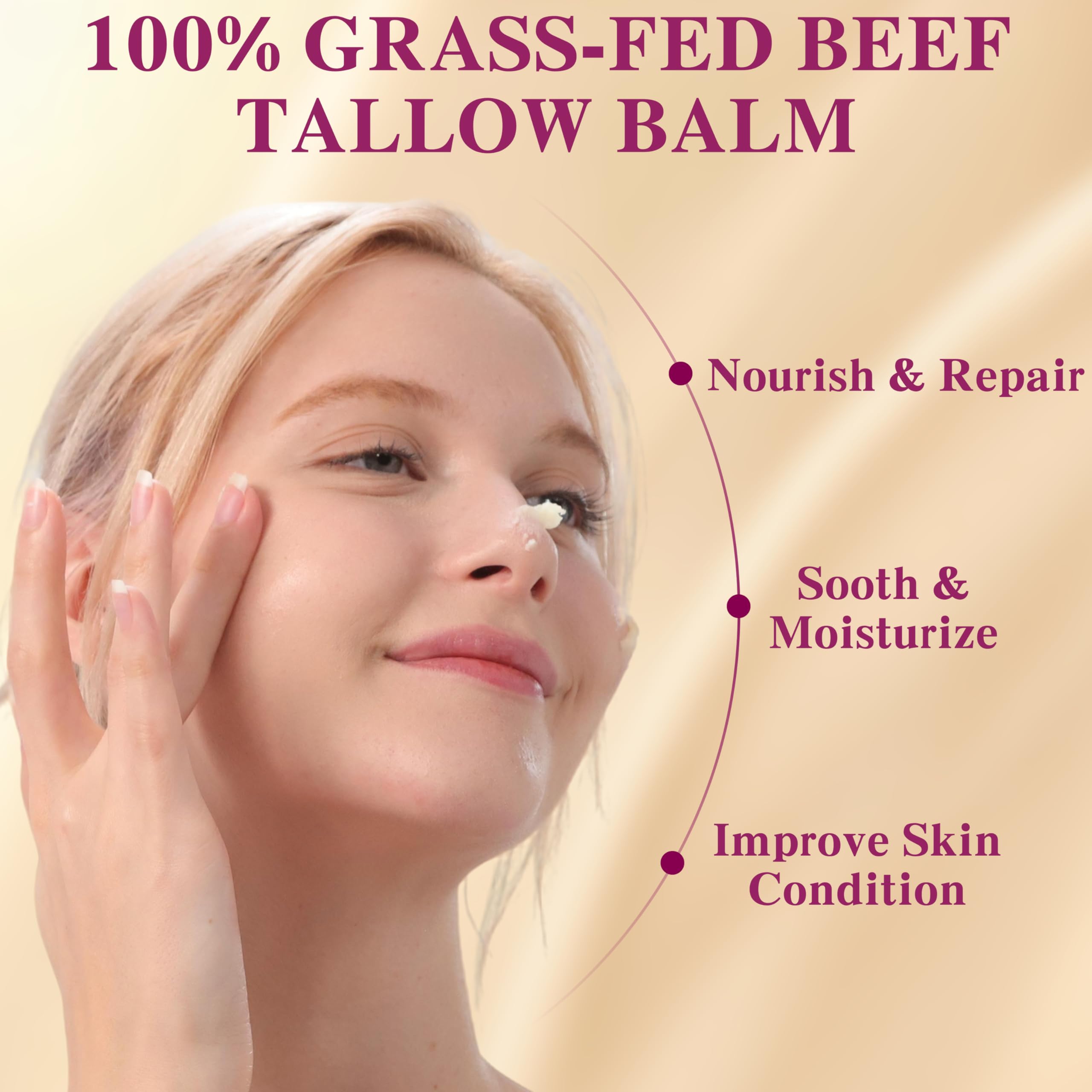 Beef Tallow Honey Balm, Grass-Fed Tallow Moisturizer for Face and Body, Deep Hydration Cream with White Tea Scent, Handmade Natural Skin Nourishment, 2.1 oz