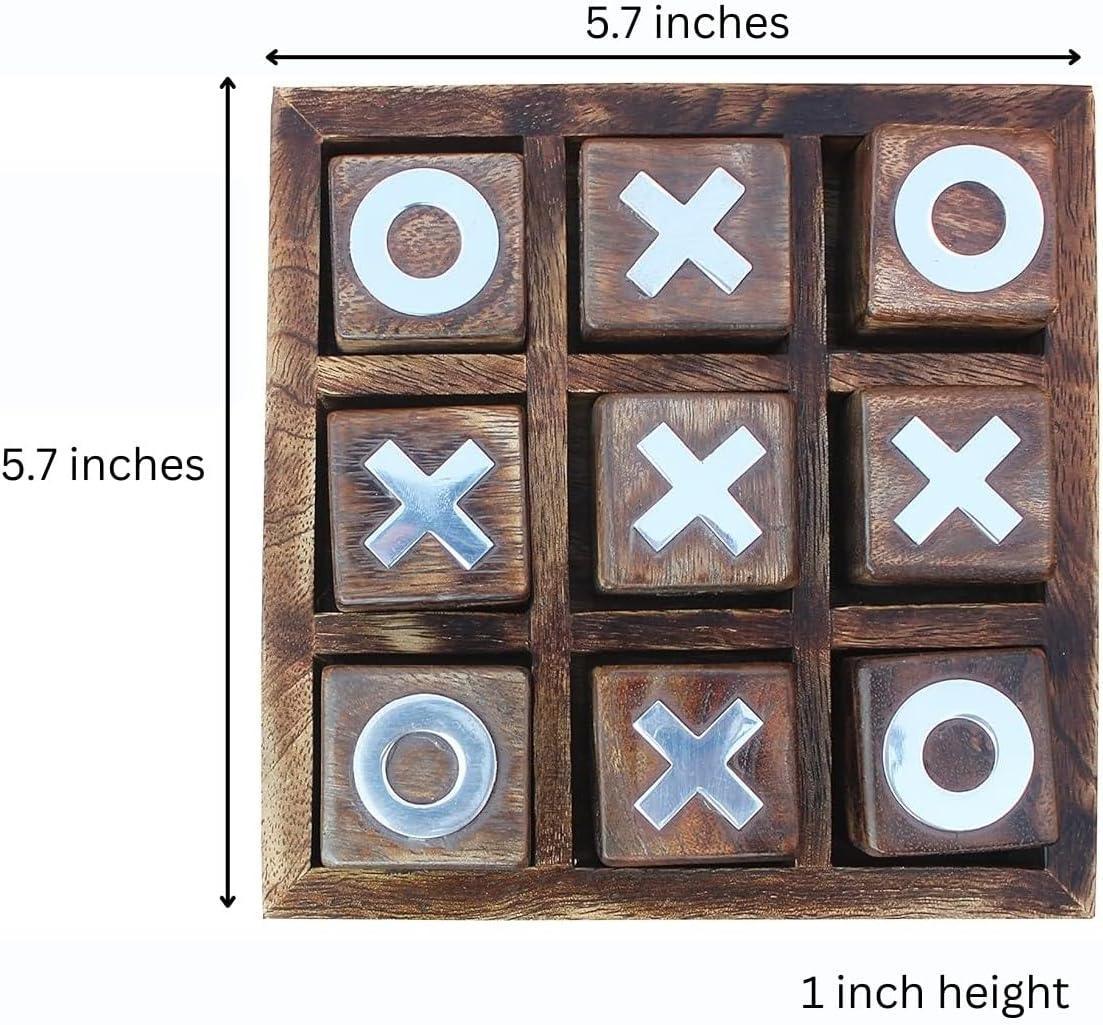 Wooden Tic Tac Toe Game | Board Game for Kids and Family | Table Top Living Room Decor Fun Game | Indoor Outdoor Adults Classic Travel Game (Burnt Wood) - Handmade Lifestyle Shop