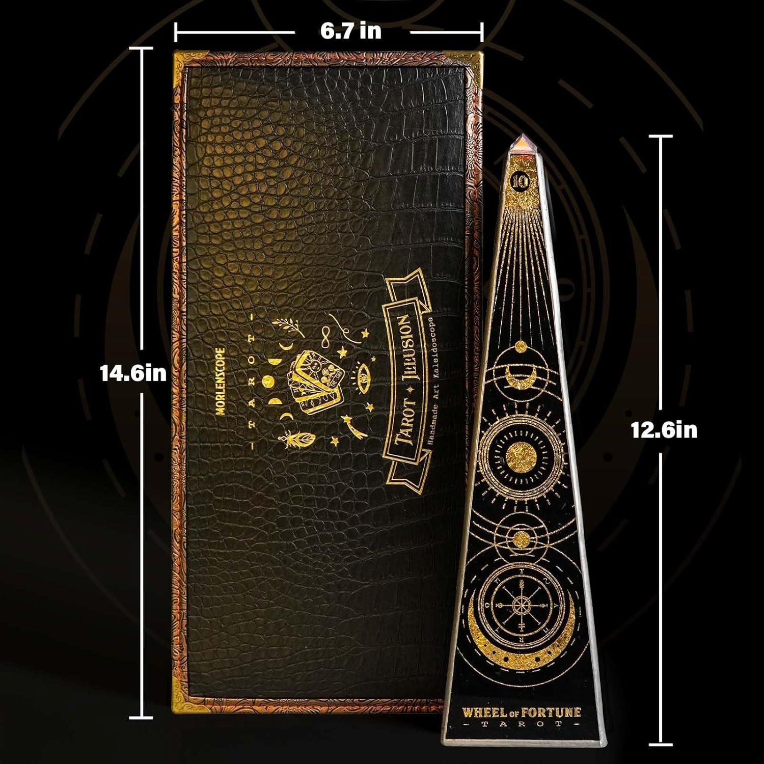 10" Aurora Kaleidoscope for Adults, Tiffany Stained Glass Handmade Adult Kaleidoscope with Gift Box,Anniversary Birthday Christmas New Year Valentine's Day Present Gift