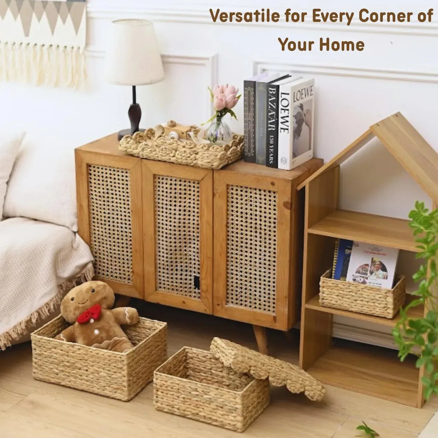 Wicker Storage Basket with Lid Set of 3 – Decorative Seagrass Boxes for Organizing Toys, Clothes & Essentials – Handwoven Natural Storage Bins for Home Decor - Handmade Lifestyle Shop