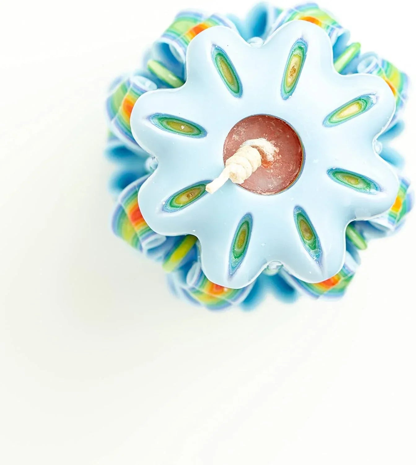 Carved Candle Artisan Handmade Decorative Dipped Candle 9 inch Blue Red Fall Valentine's Day Holiday Seasonal Gift for Mom Home Accent - Peacock - Handmade Lifestyle Shop