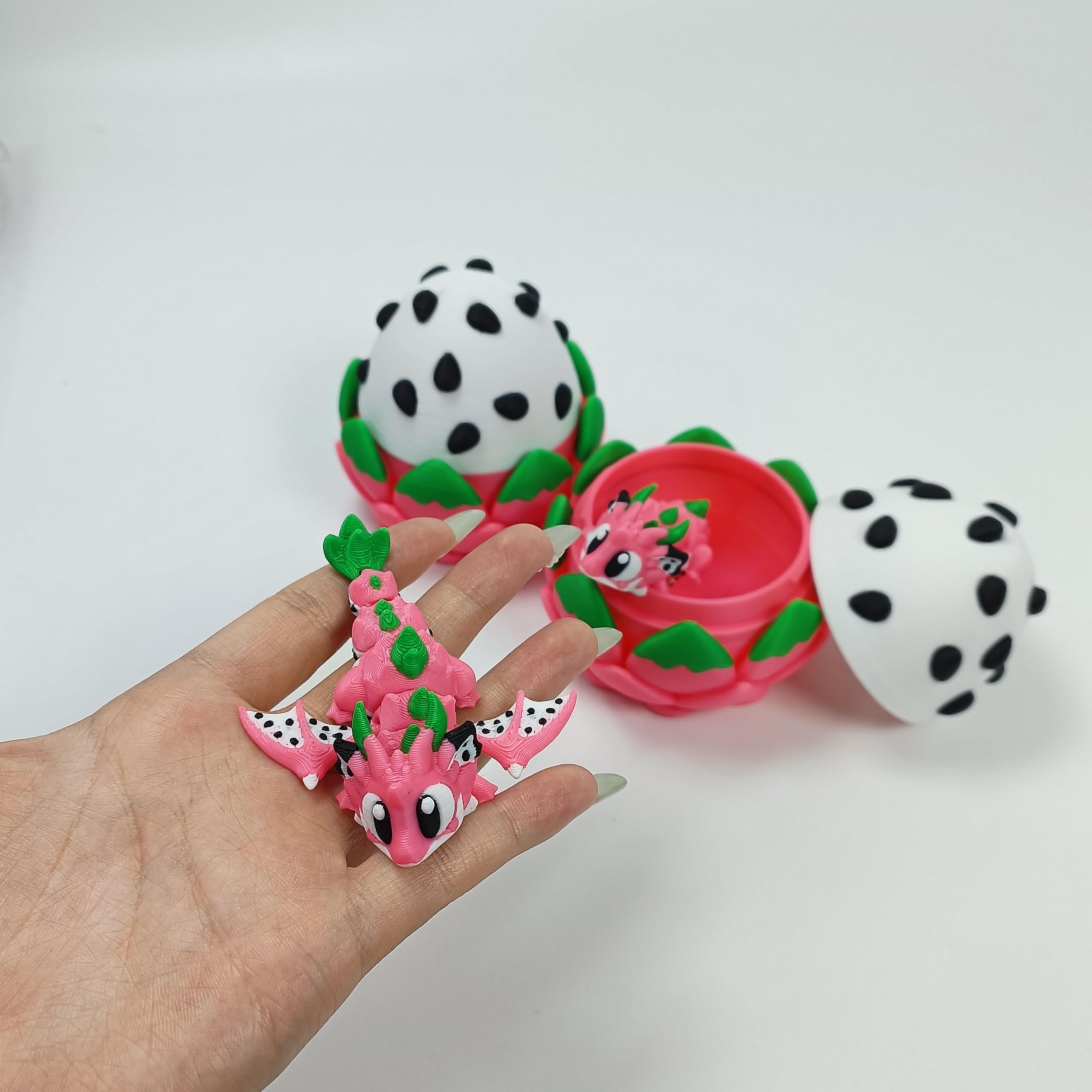 Enchanted 3D Egg with Miniature Inside - Handcrafted Printed Collectible | Fantasy Decor & Gift (Ice Cream Dragon & Egg (Box))