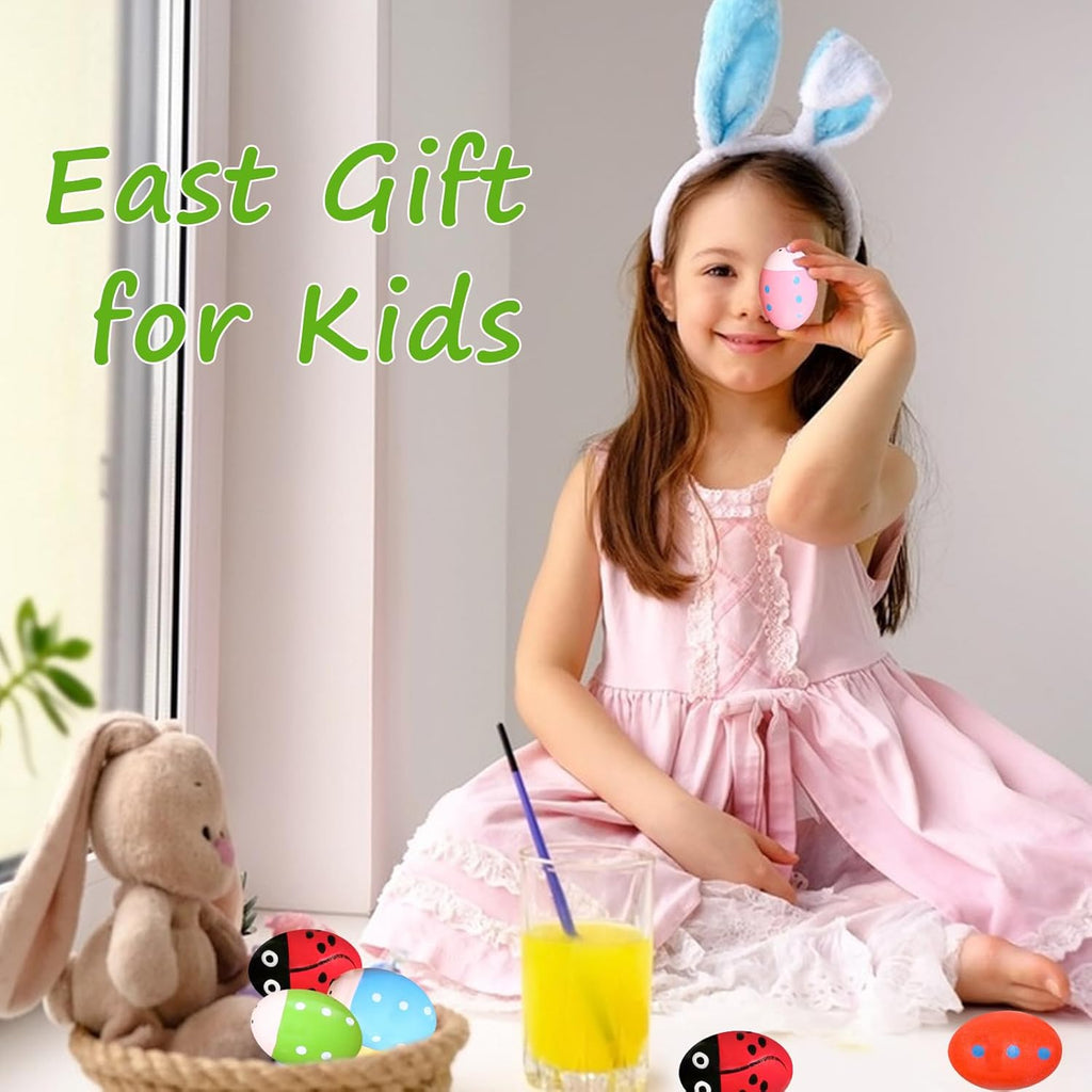 6 Pack Wooden Percussion Musical Easter Eggs Shakers - Colorful Hand-Painted Instruments for Kids, Ideal for Christmas Stocking Stuffers, Birthday Gifts, Easter Day Party Favors, and Spring Crafts