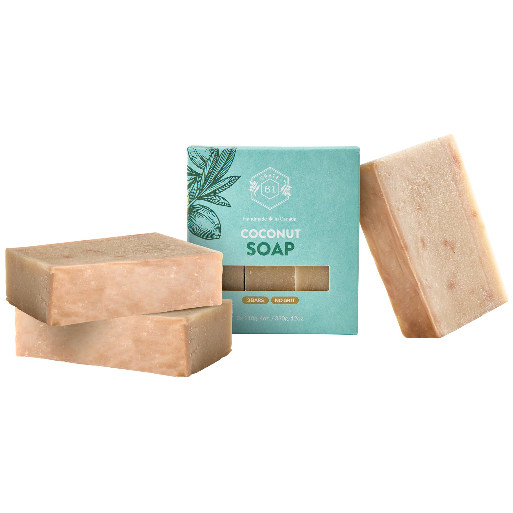 Crate 61 Organics, Handmade in Canada, Plant Based Natural Bar Soap Cold Pressed For Face & Body, w/Premium Essential Oils, For Men & Women 3 Pack (Ginger Cardamom)