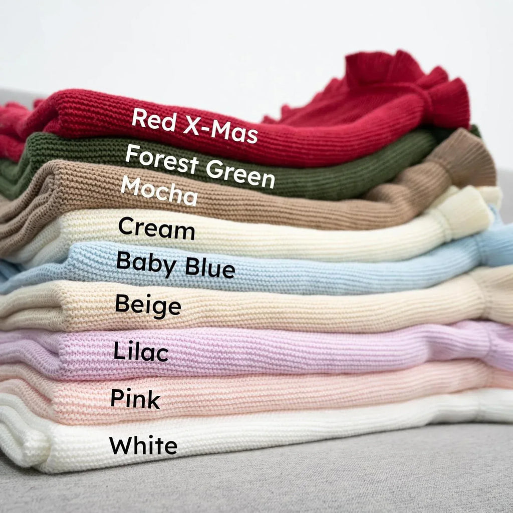 Nonnie Personalized Baby Blanket with Name - Custom Embroidered Knitted Ruffled Blanket for Newborn, 30x40 inch, Customized Gift for Newborn Boys Girls on Birthday, Baby Shower, Christmas - Handmade Lifestyle Shop