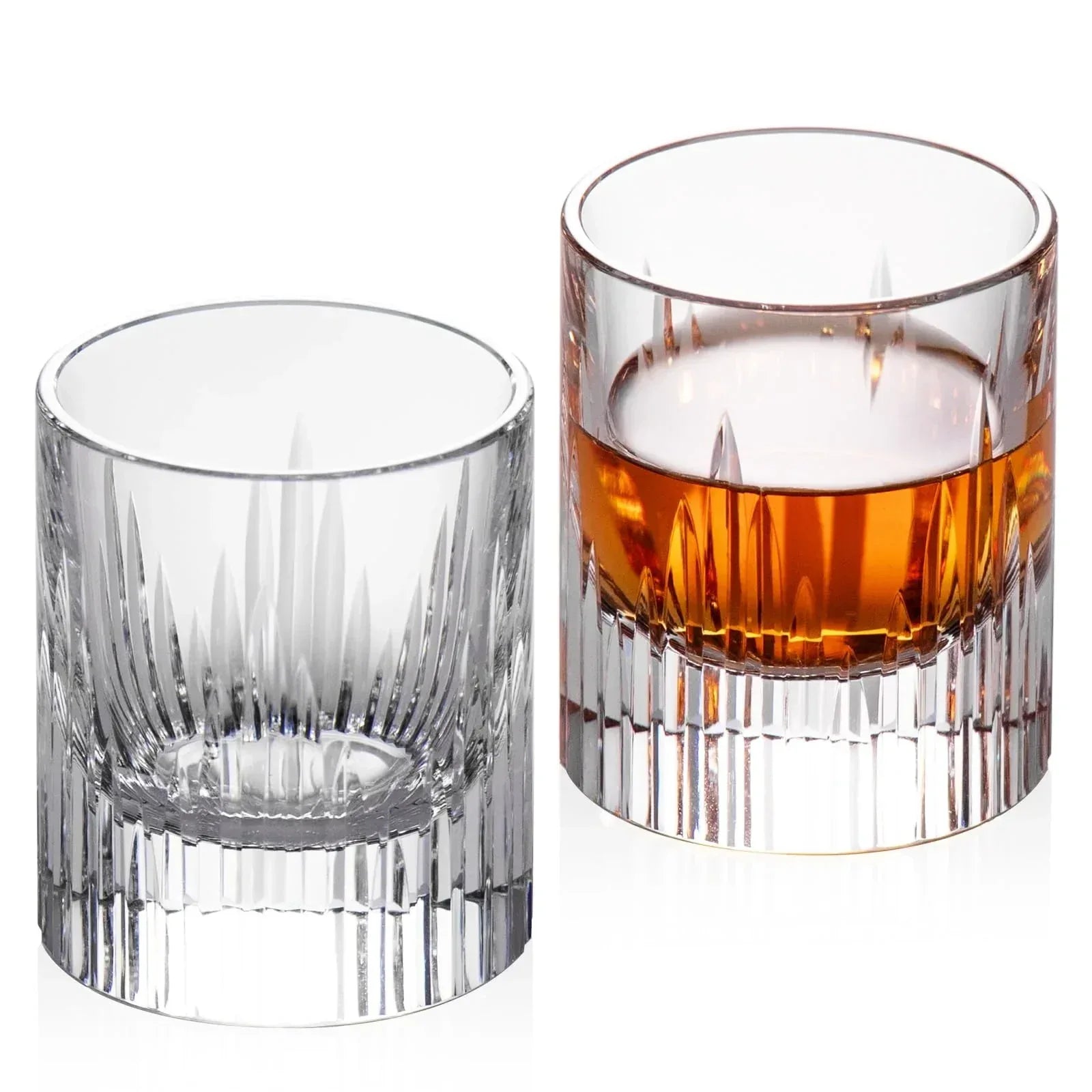 KAMMAK Crystal Whiskey Glasses Set of 2, Handcrafted 7.1oz Old Fashioned Glasses Stemless, Luxury Cocktail Glasses, Hand Blown Scotch Cup for Women, Men Gift for Rocks, Bourbon Barware, Bar - Handmade Lifestyle Shop