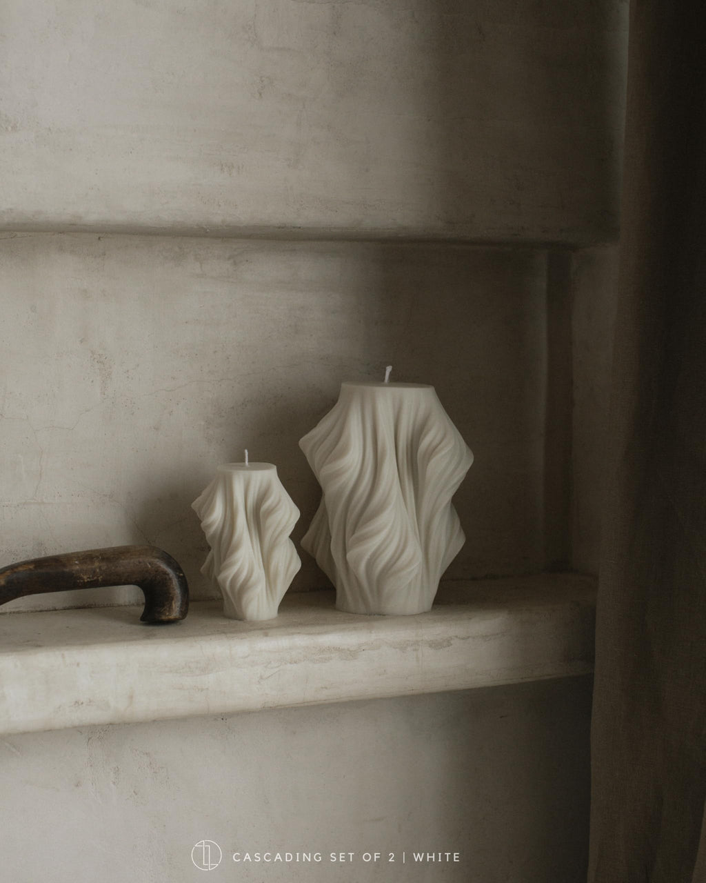 LAWA Cascading Wave Candle - Large Beautiful Handmade Pillar Scented Soy Wax Elegant Bubble Aesthetic Candle Housewarming Gift Home Room Shelf Decor Idea Olive Beige (Large)