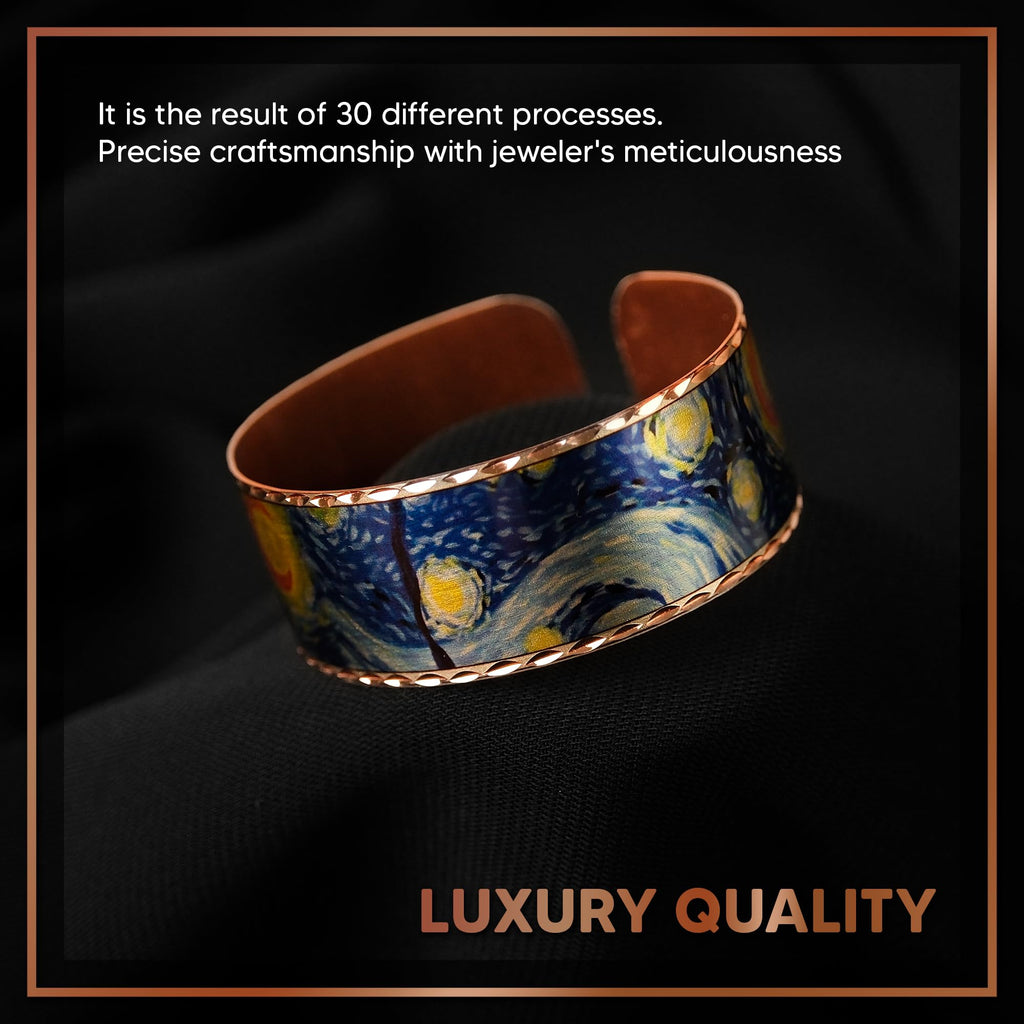 Moreni Copper Bracelet for Women with Wooden Gift Box – Art-Inspired Elegant & Timeless Handmade Jewelry Gift