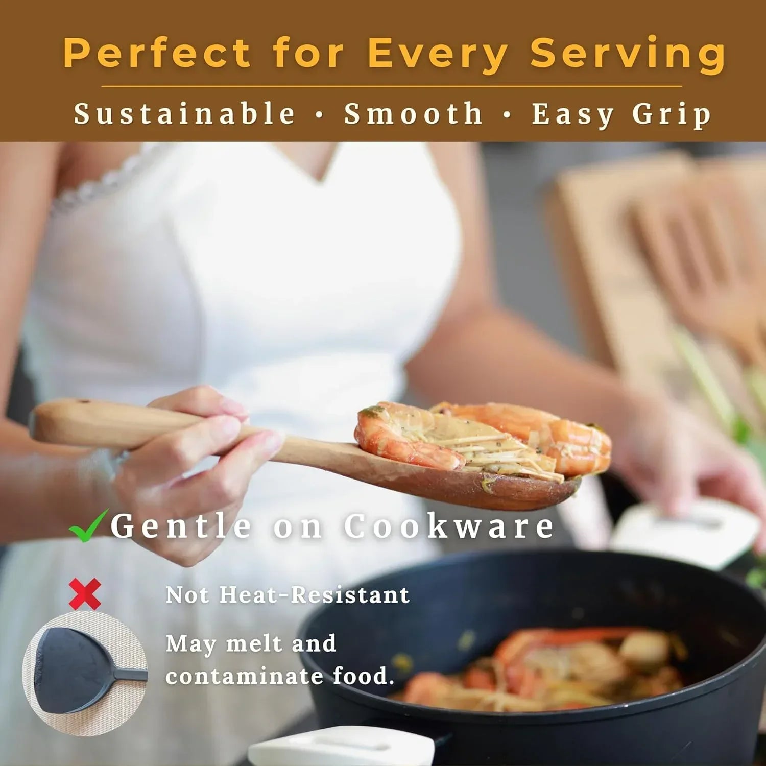 Teak Wooden Spoon & Ladle for Cooking – Handmade Natural Teak Wood Spoon and Ladle, Wooden Utensils for Nonstick Cookware, Durable Long Handle Kitchen Tools - Handmade Lifestyle Shop